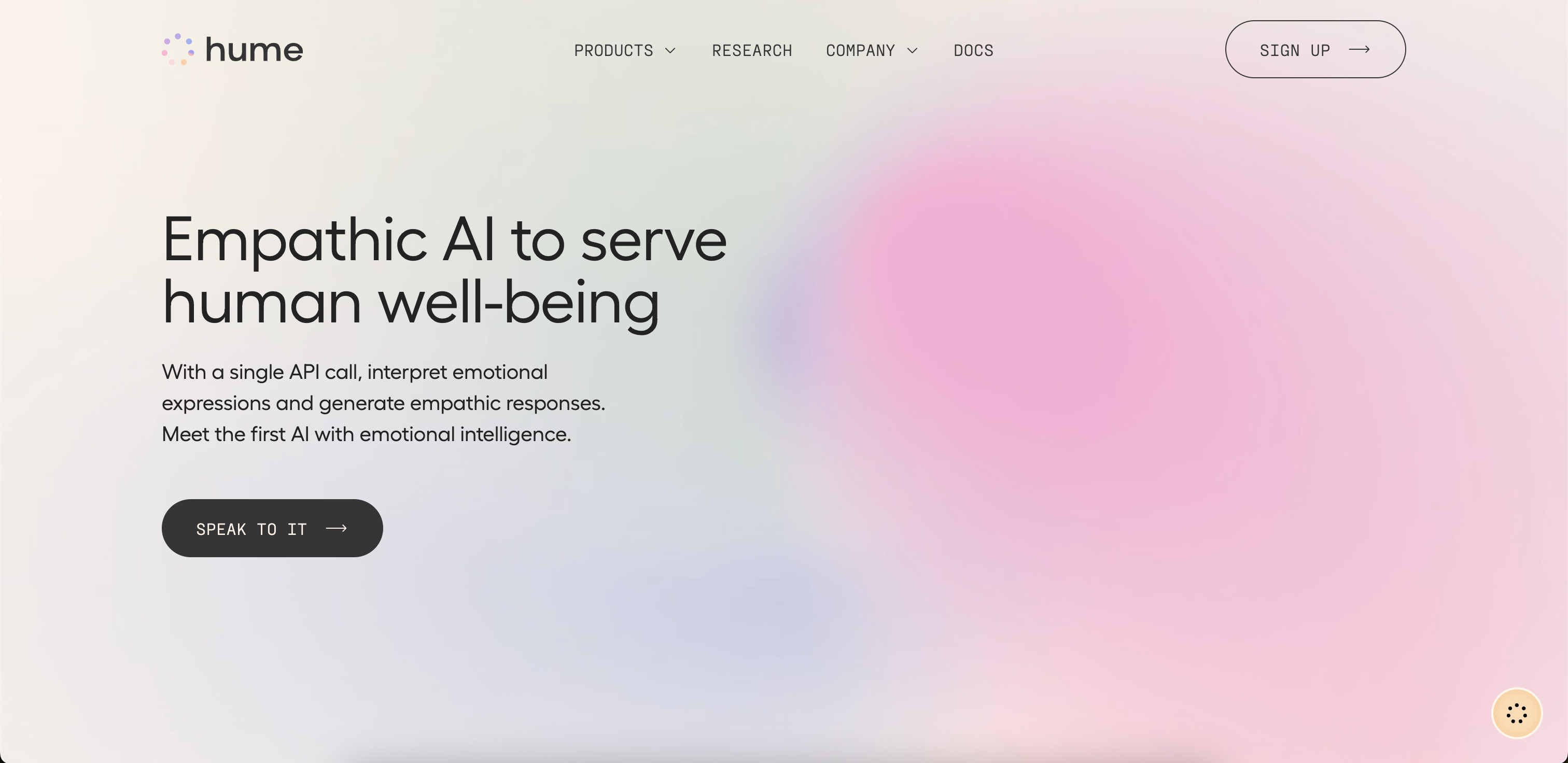 Hume AI website screenshot