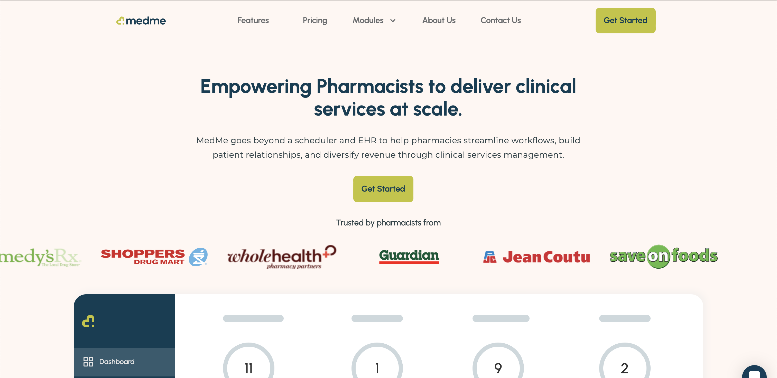 MedMe website screenshot