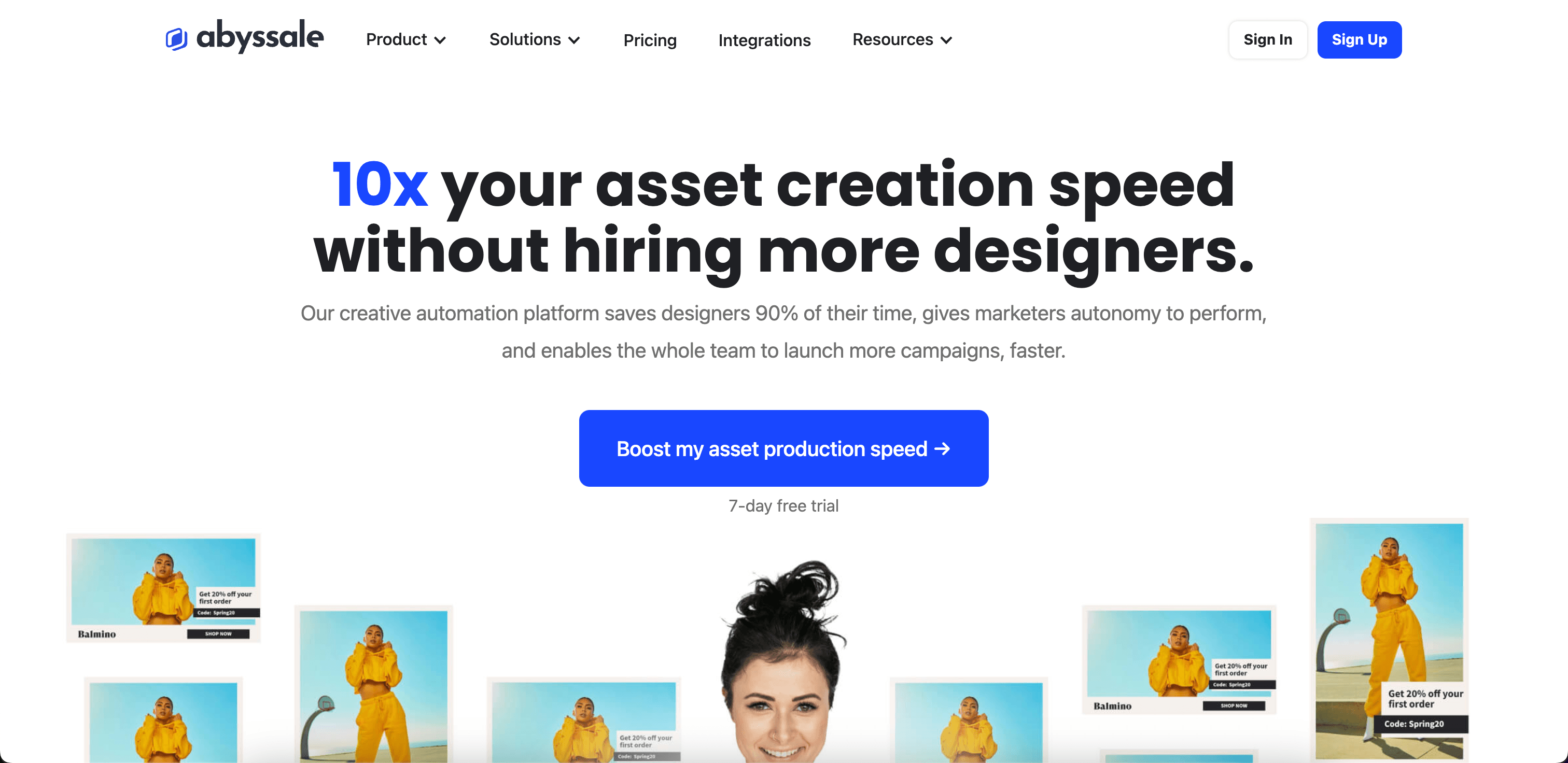 Abyssale website screenshot