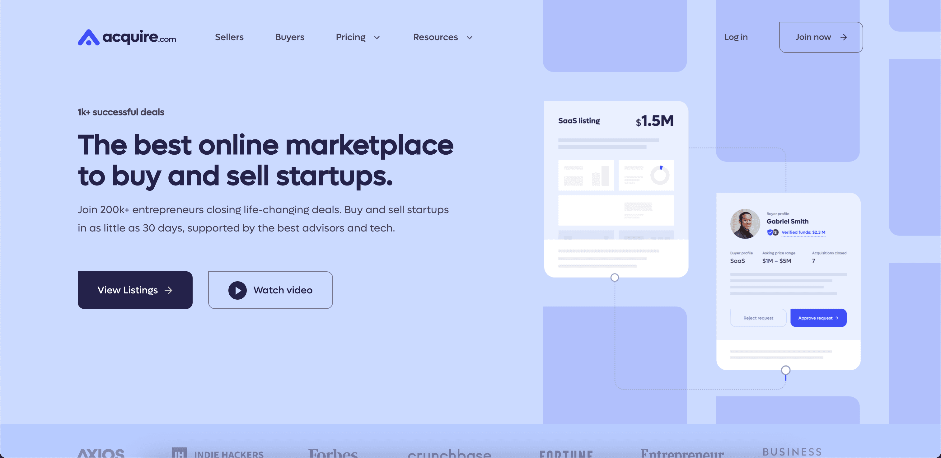 Acquire.com website screenshot