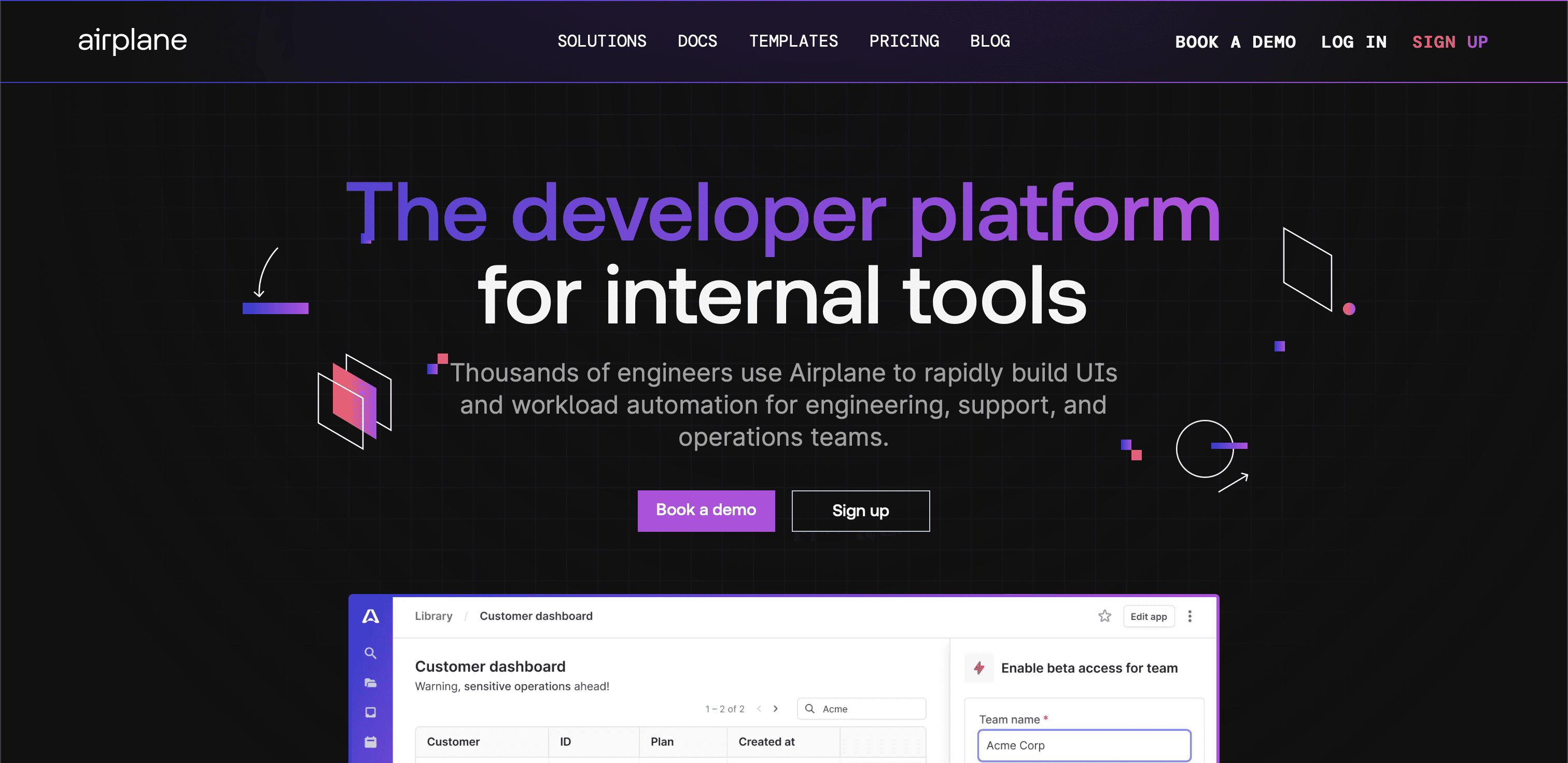 Airplane website screenshot