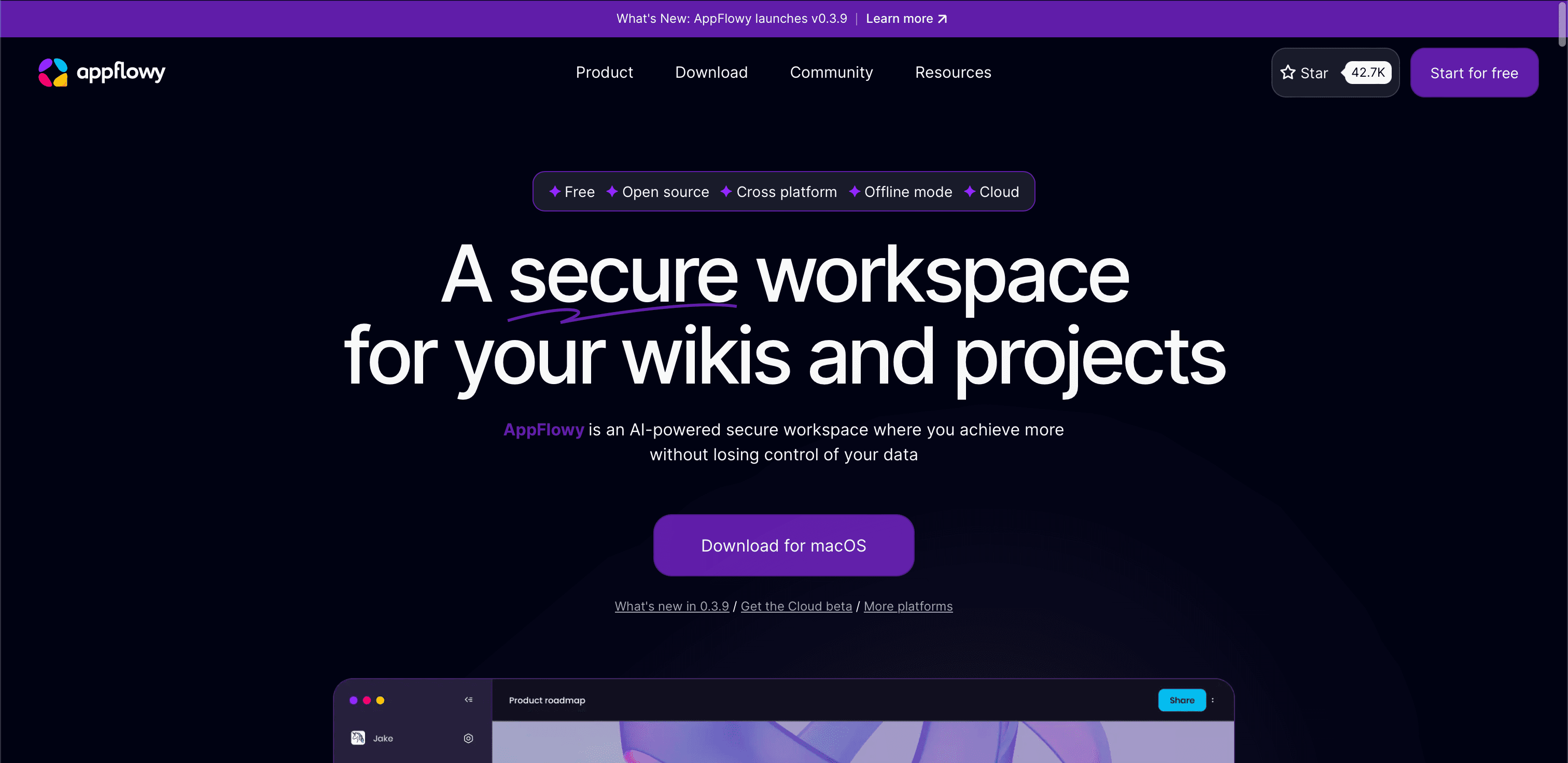 Appflowy website screenshot