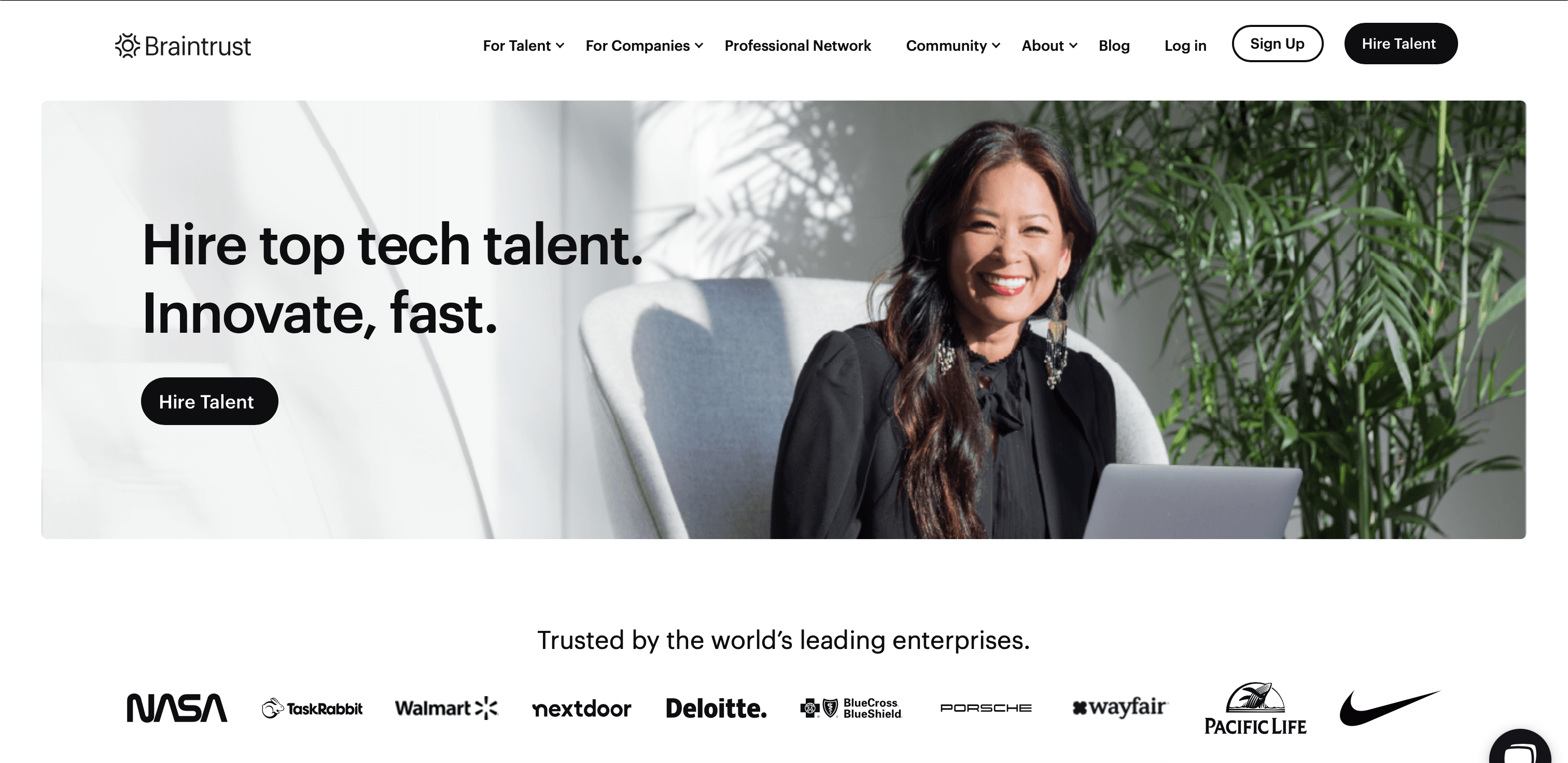 Braintrust website screenshot