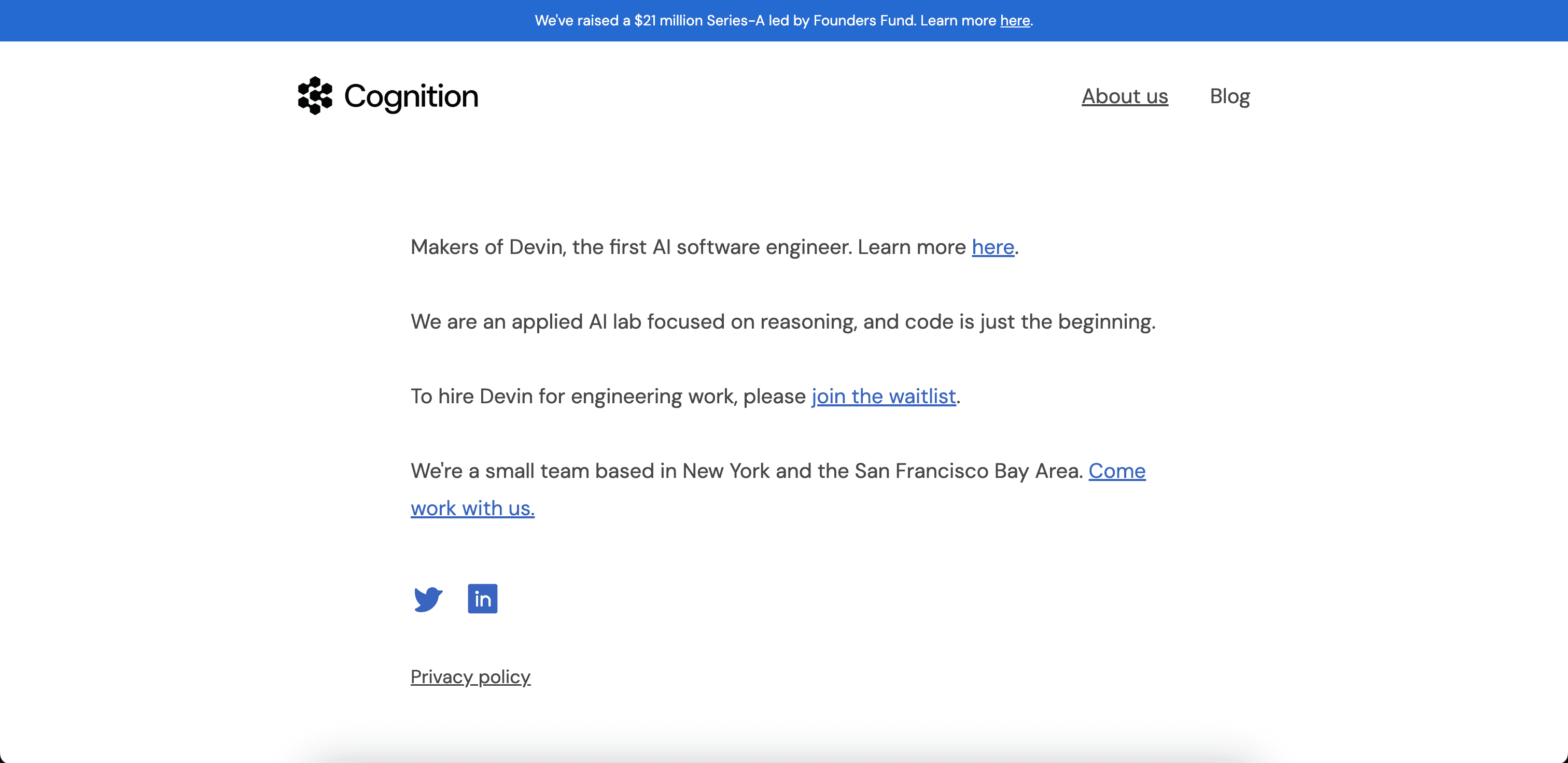 Cognition Labs website screenshot