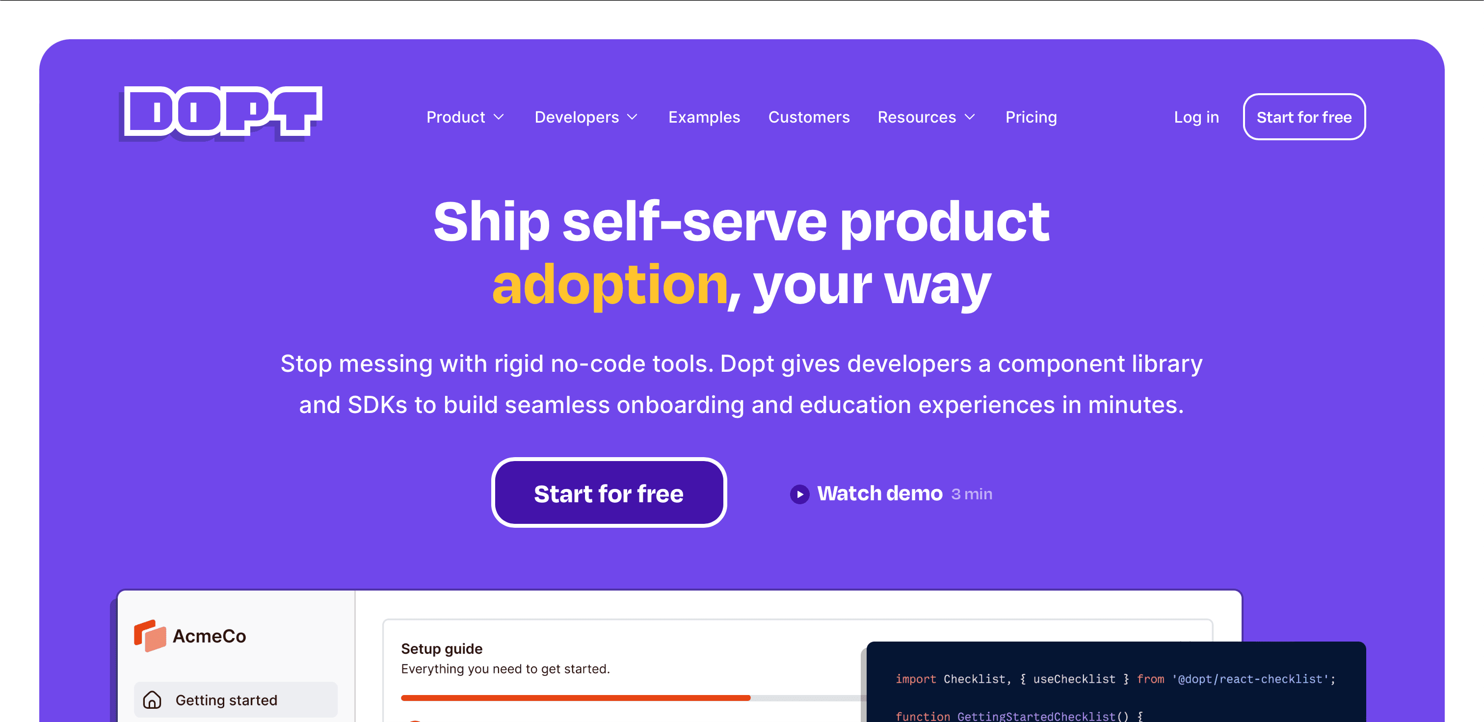 Dopt website screenshot