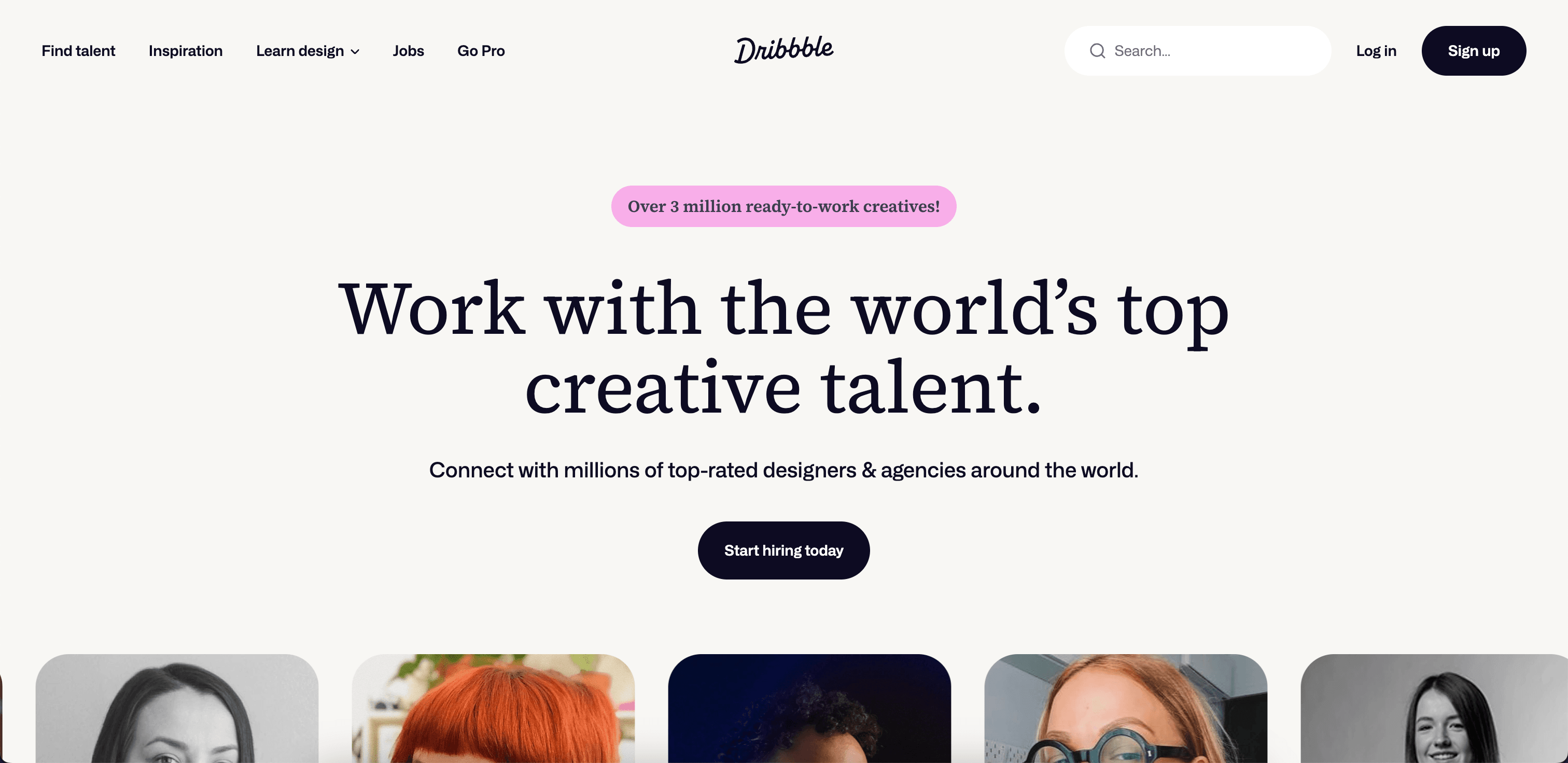 Dribbble website screenshot