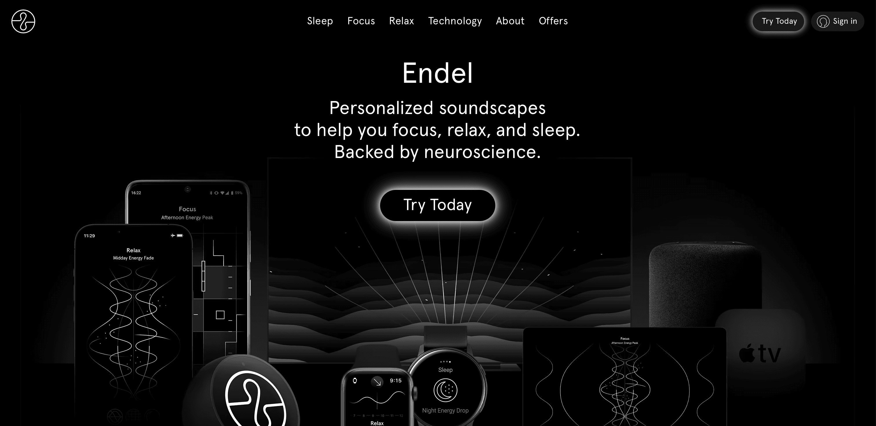 Endel website screenshot