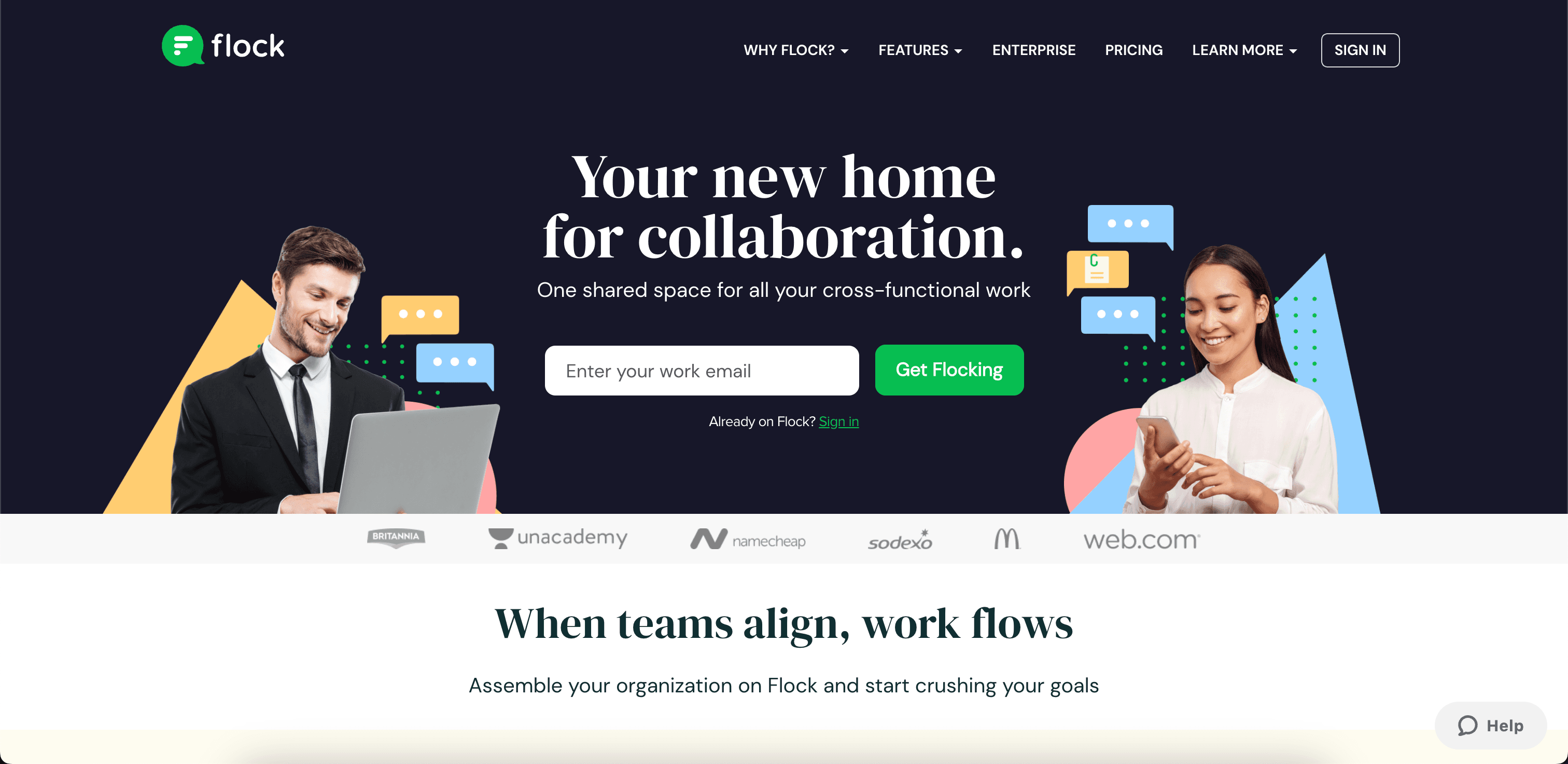 Flock website screenshot