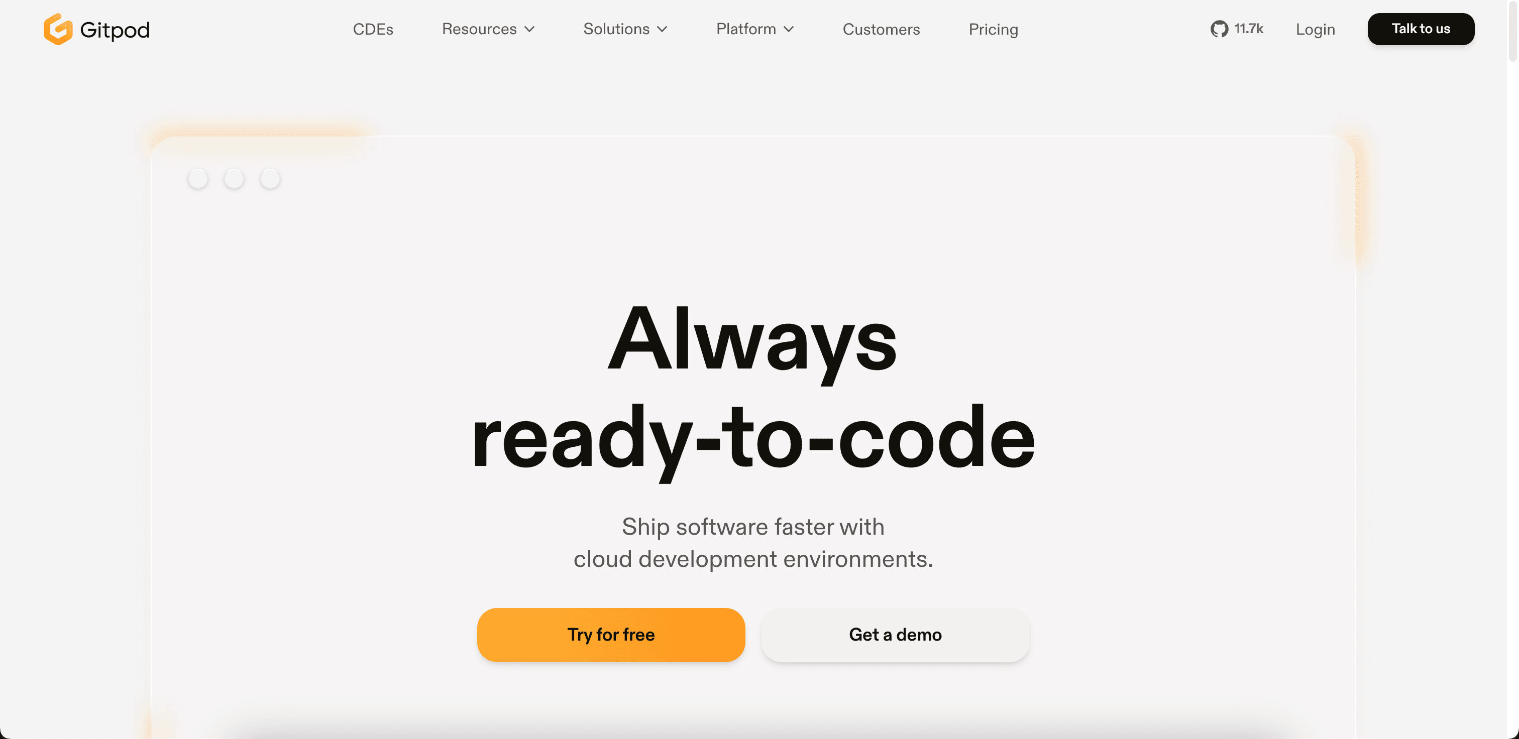 Gitpod website screenshot
