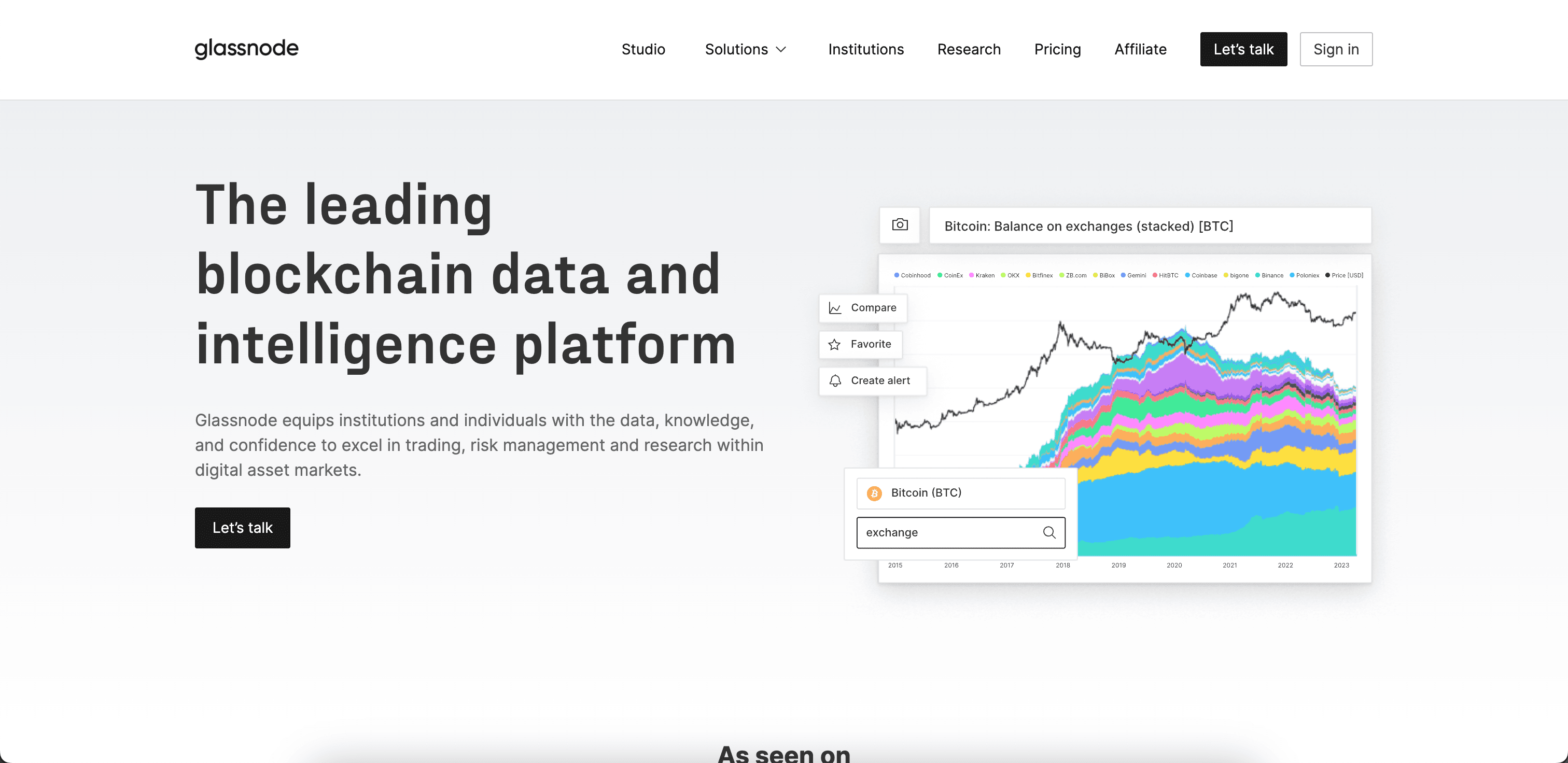 Glassnode website screenshot