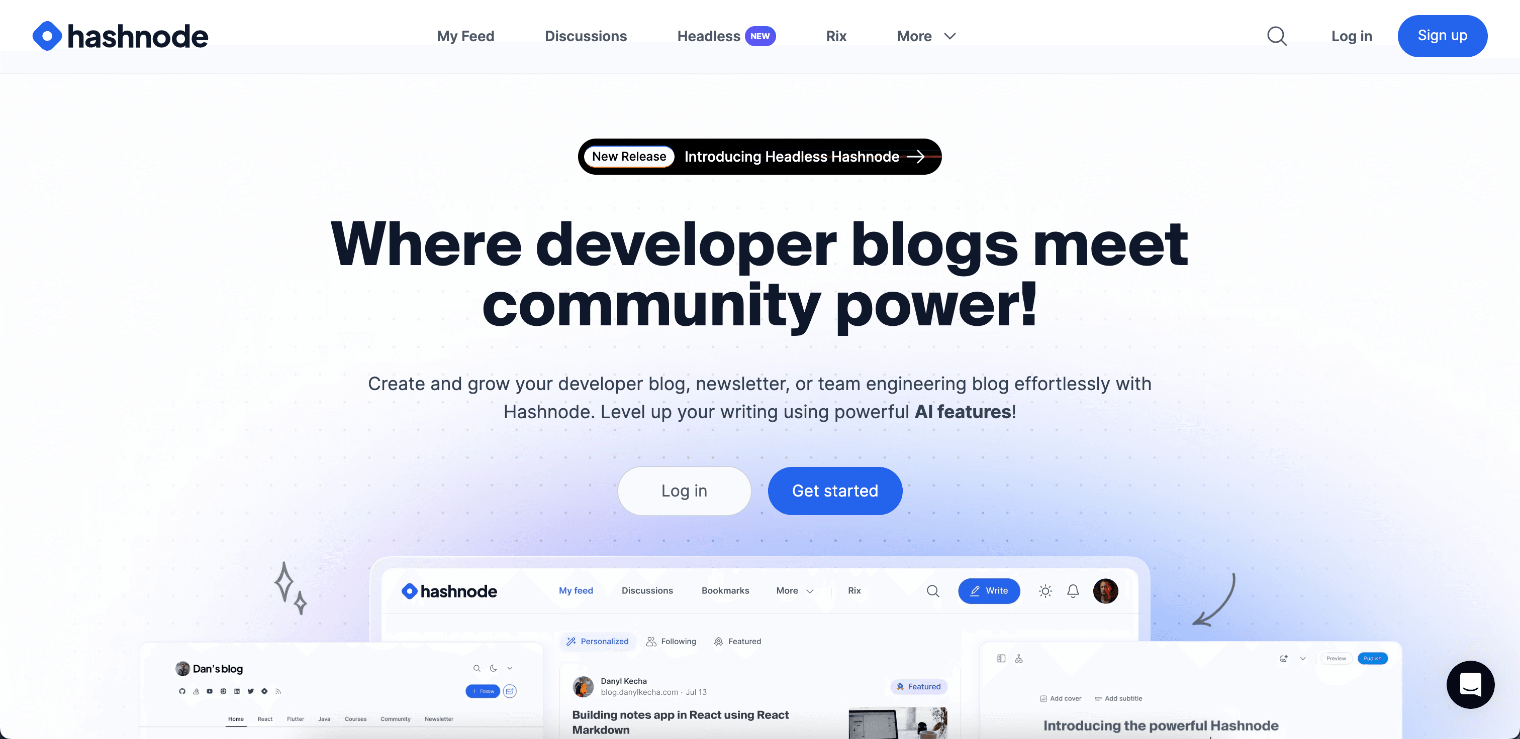 Hashnode website screenshot