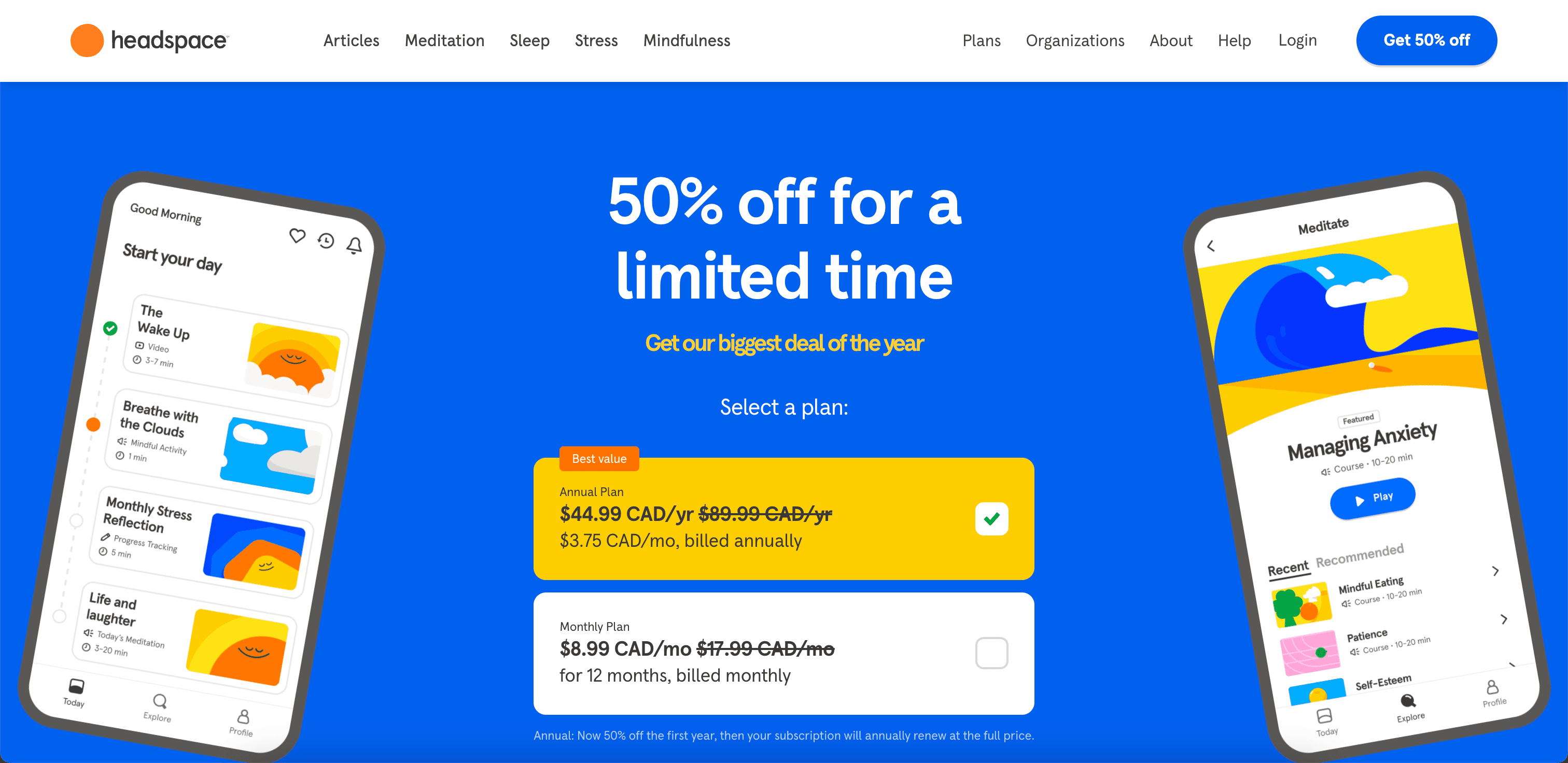 Headspace website screenshot
