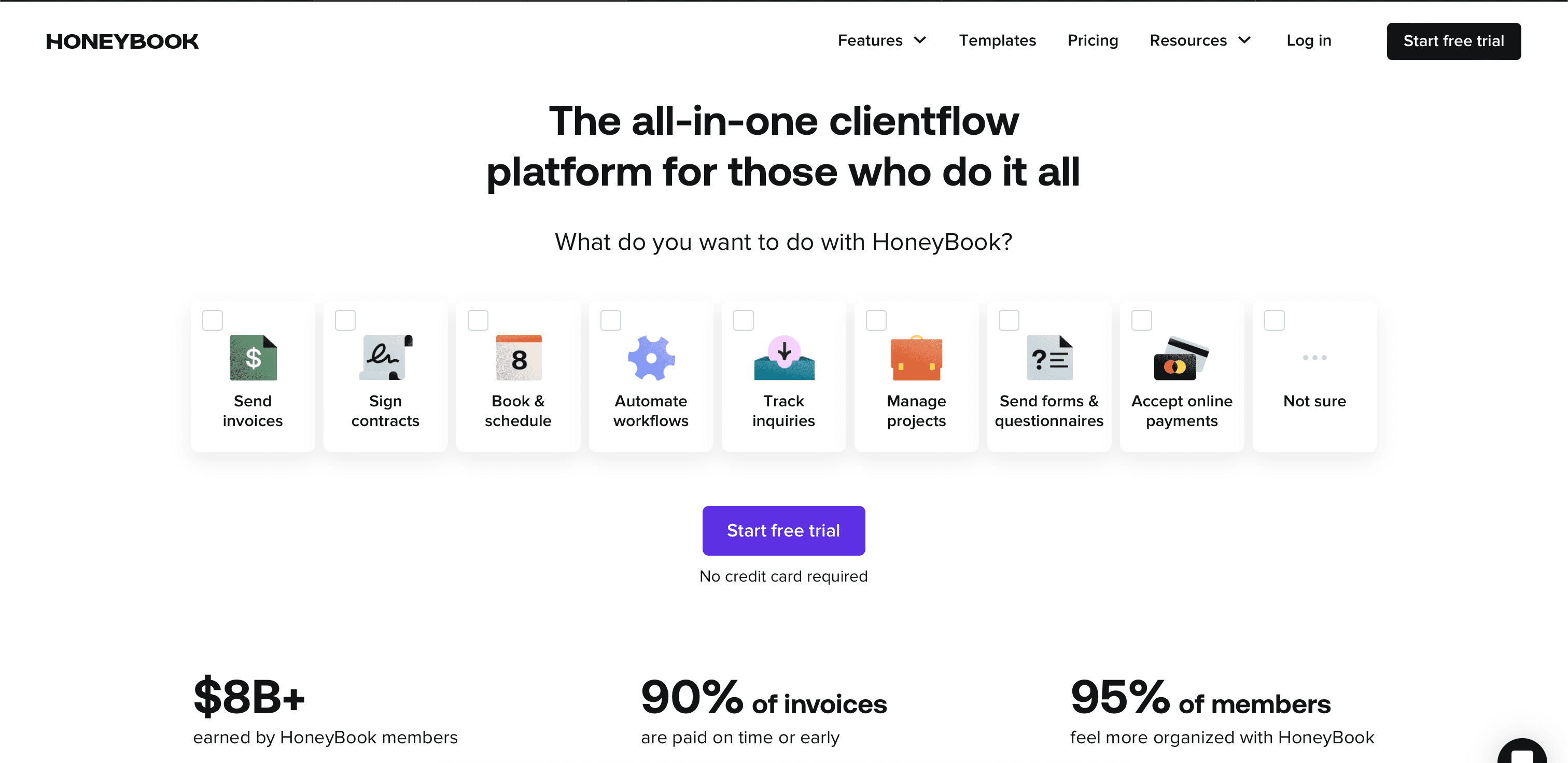 HoneyBook website screenshot