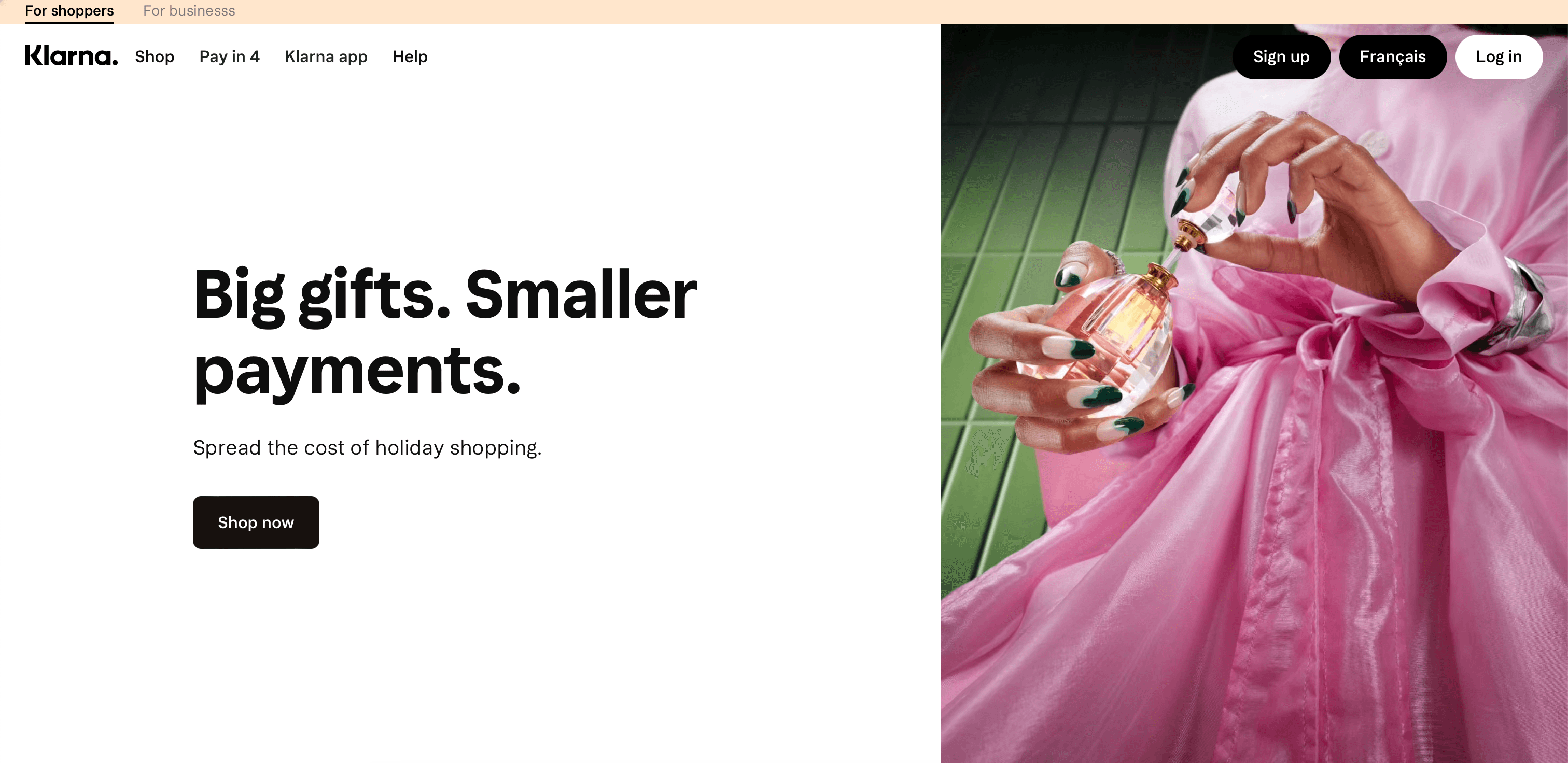 Klarna website screenshot