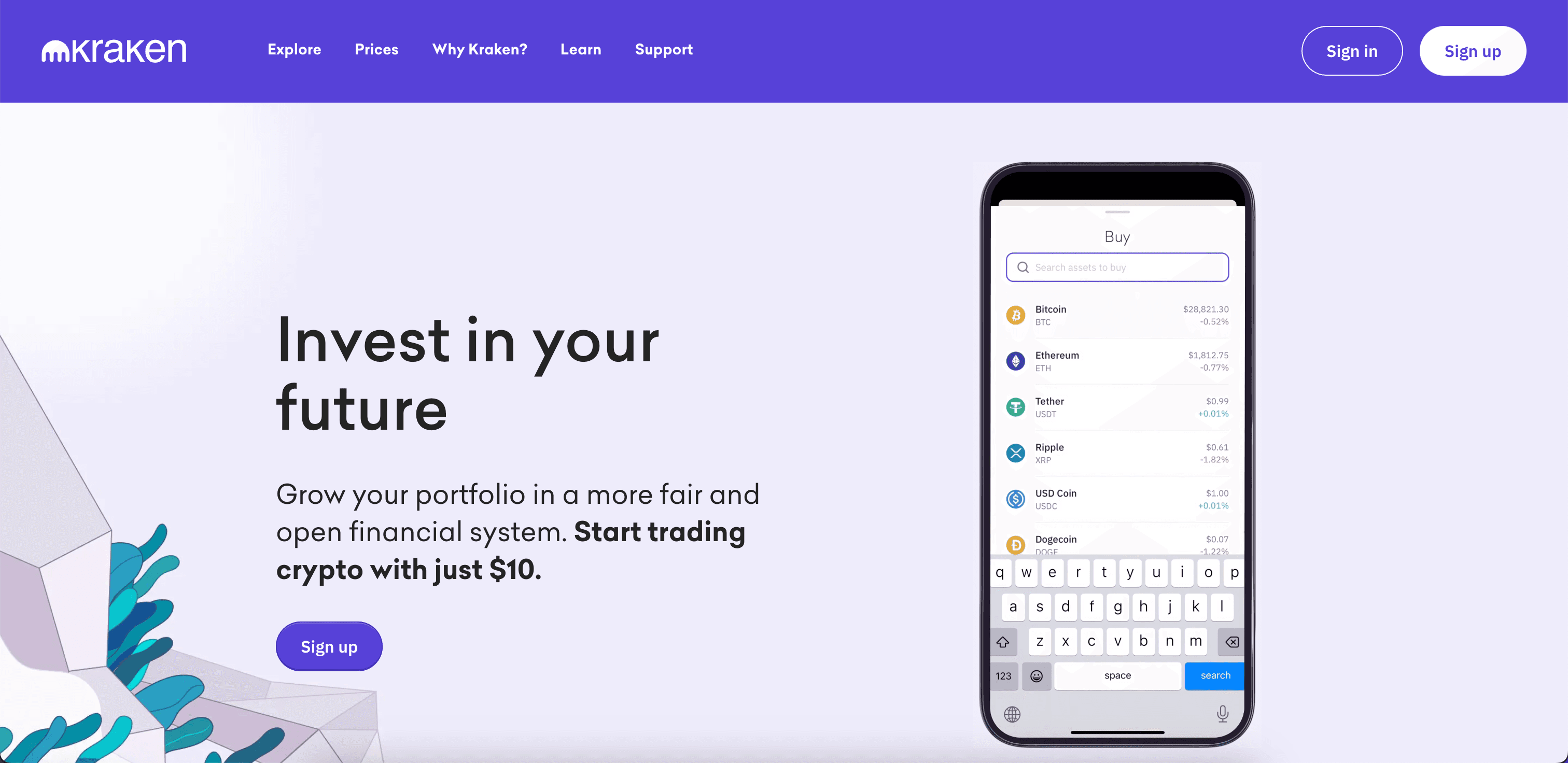 Kraken website screenshot