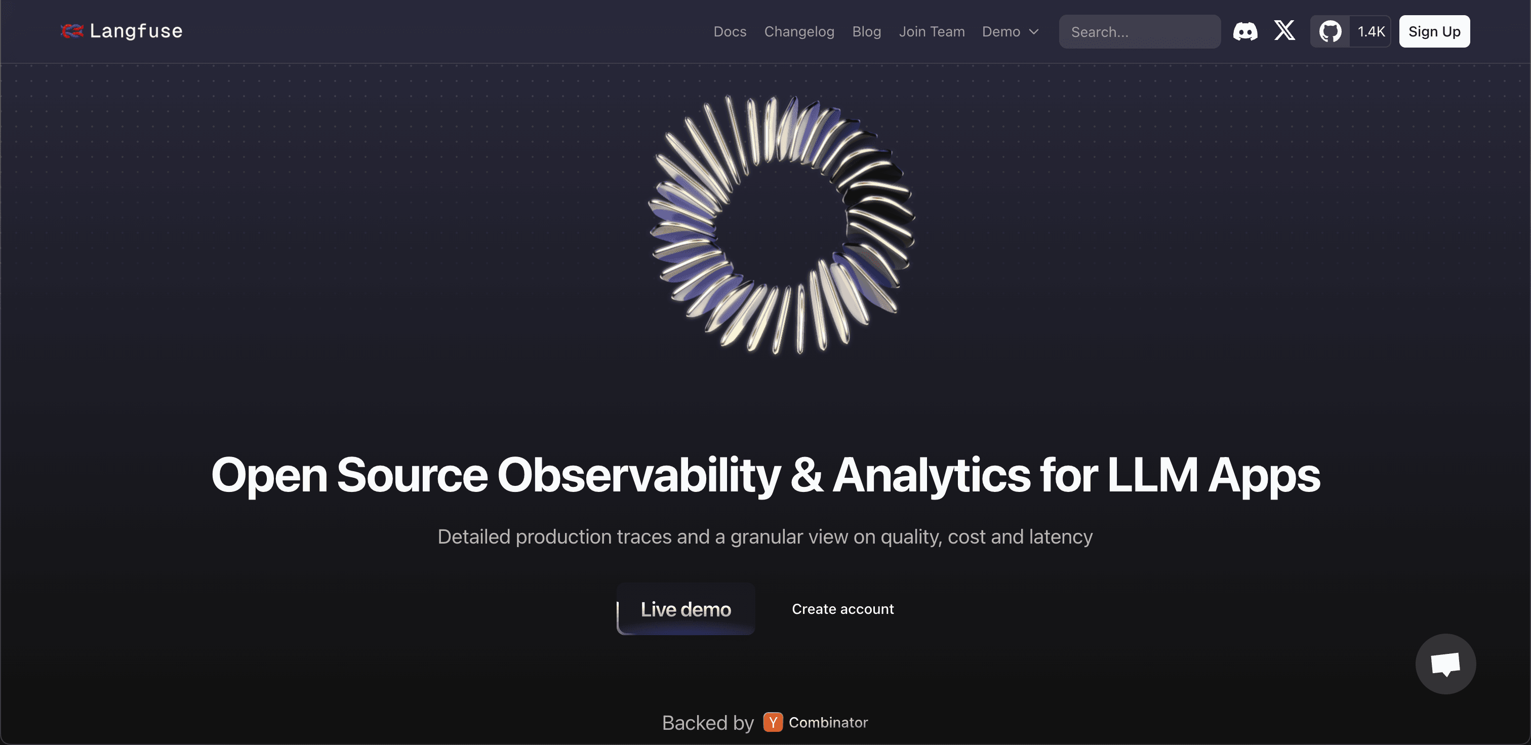 Langfuse website screenshot