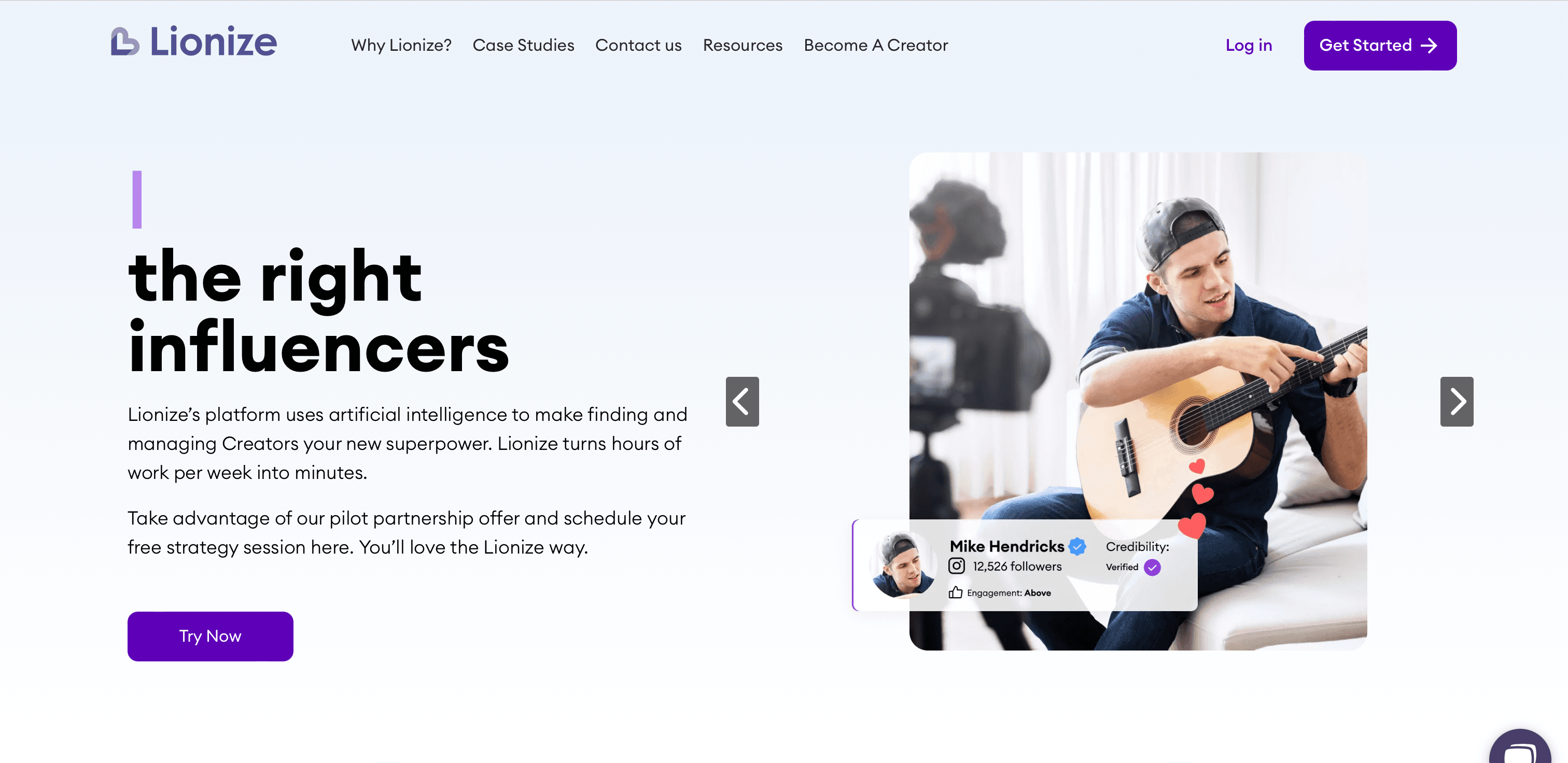 Lionize website screenshot