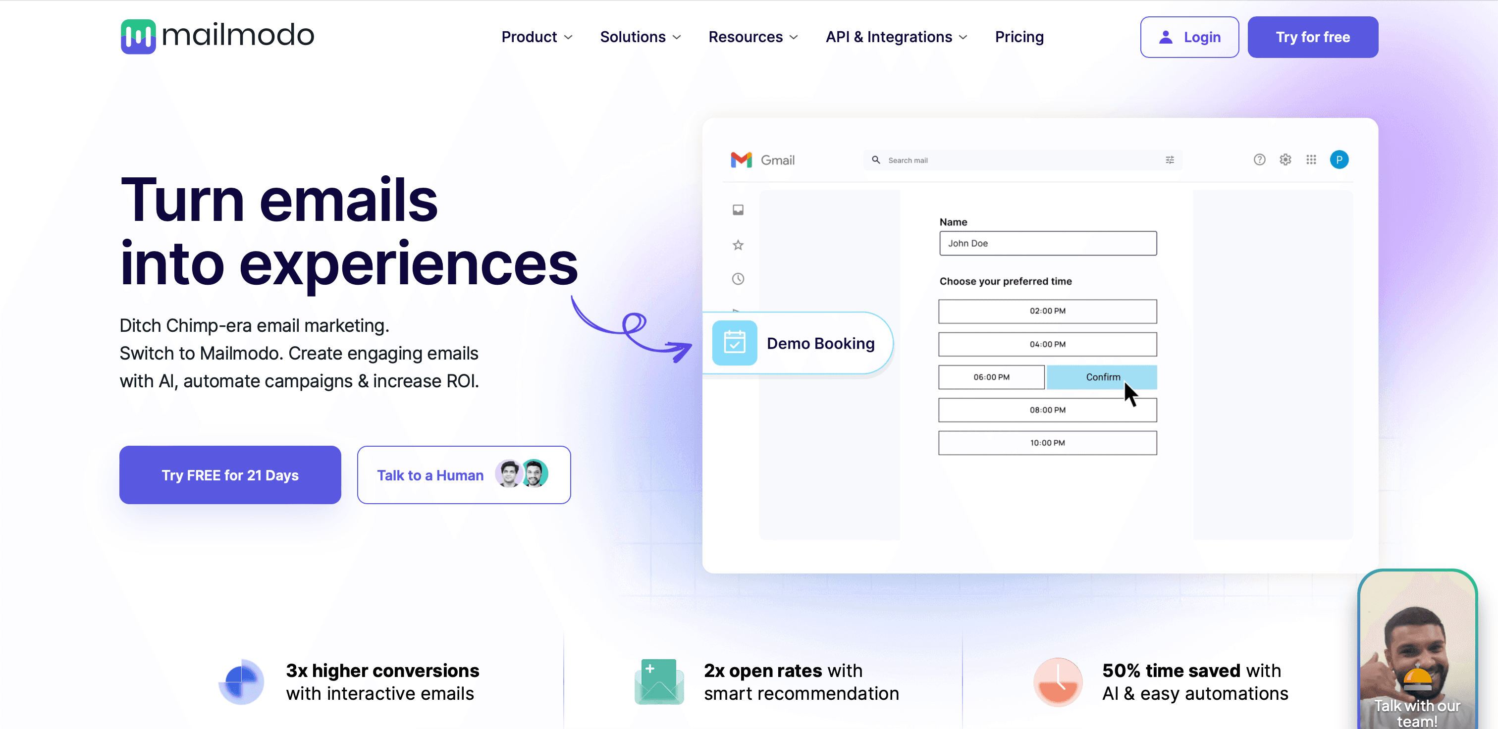 Mailmodo website screenshot