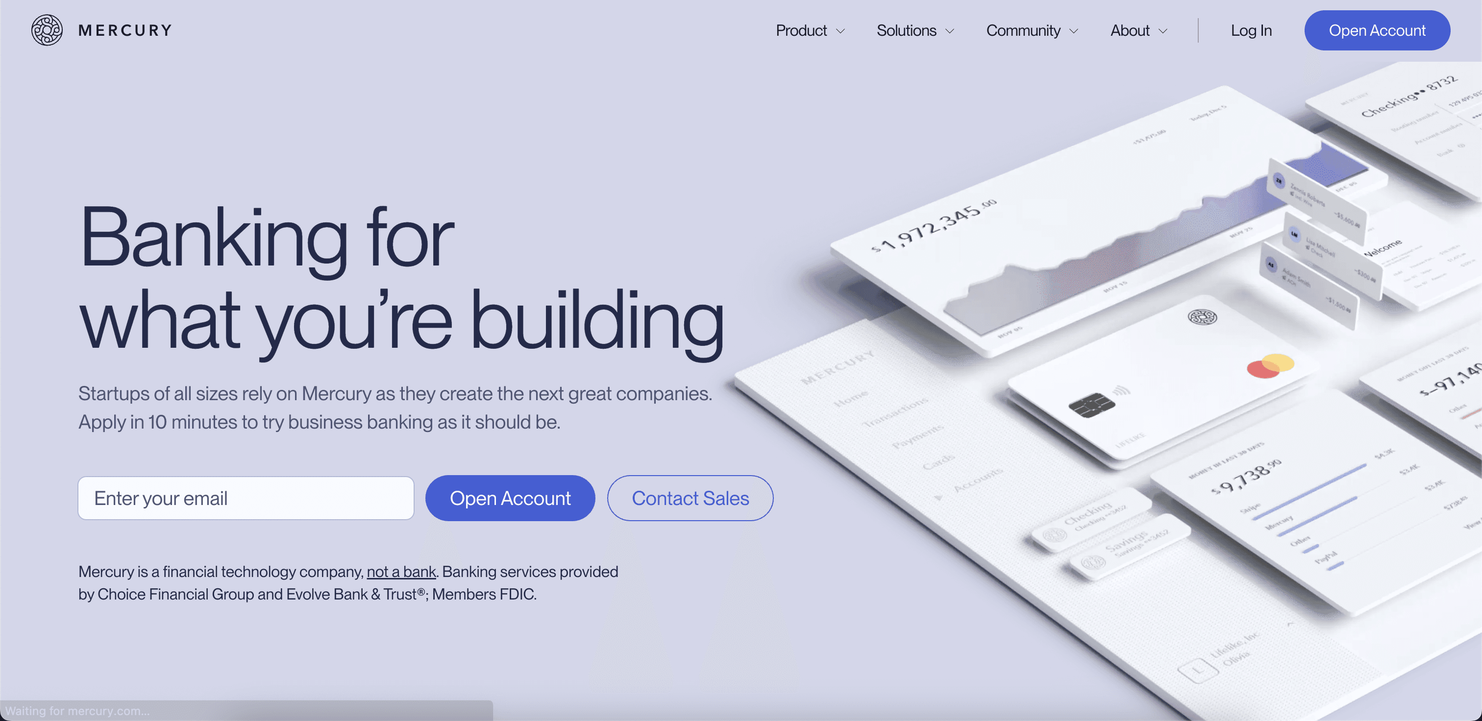 Mercury website screenshot