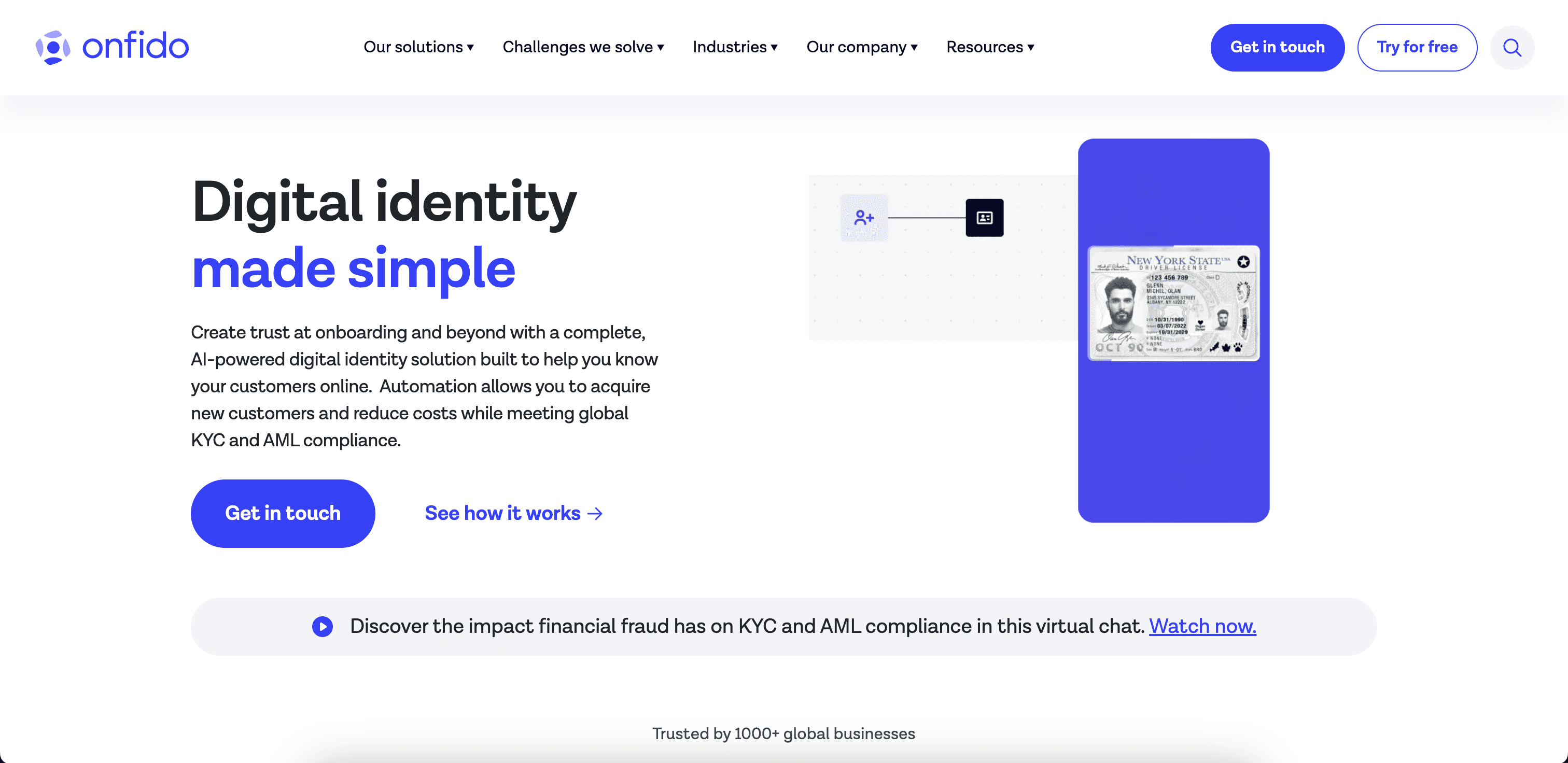 Onfido website screenshot