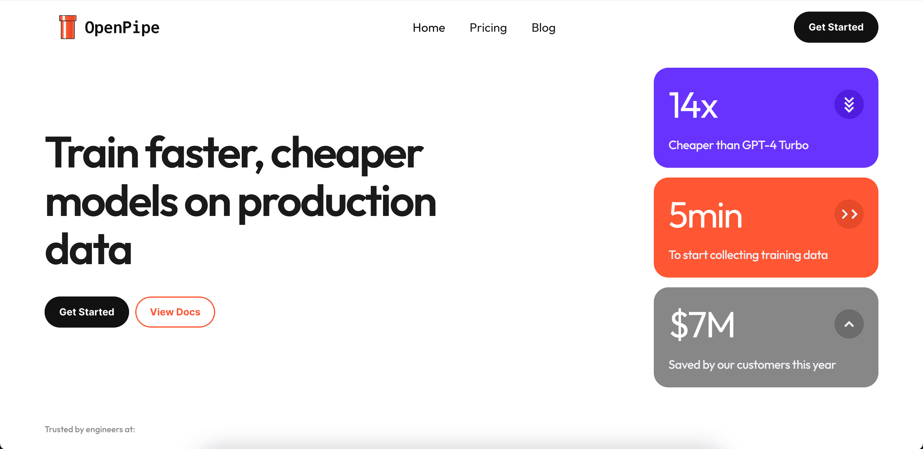 OpenPipe website screenshot