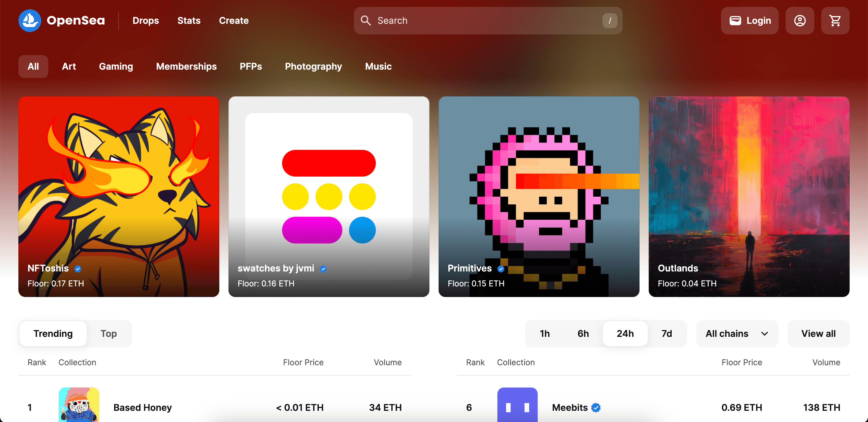 OpenSea website screenshot