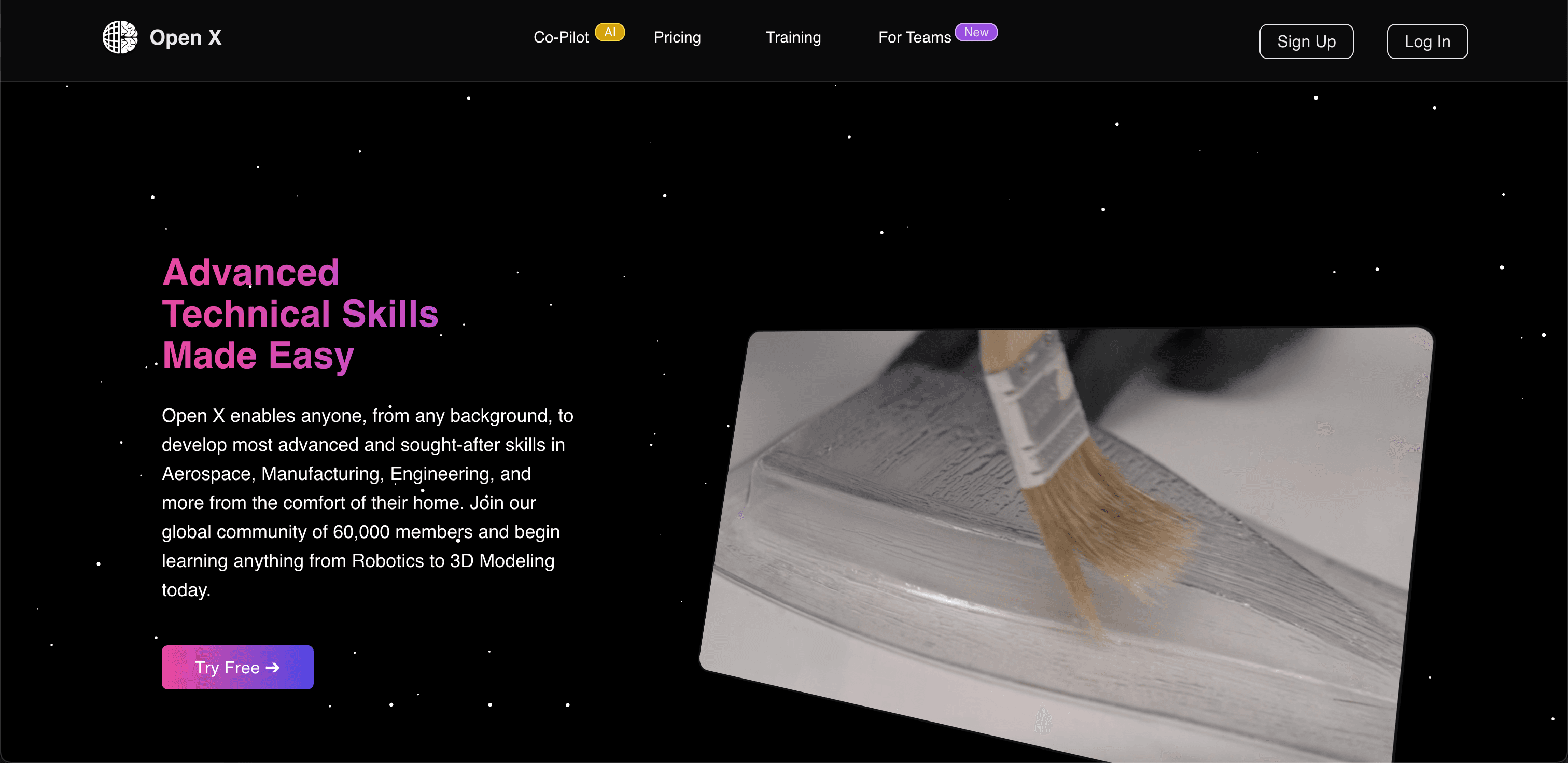 Open X website screenshot