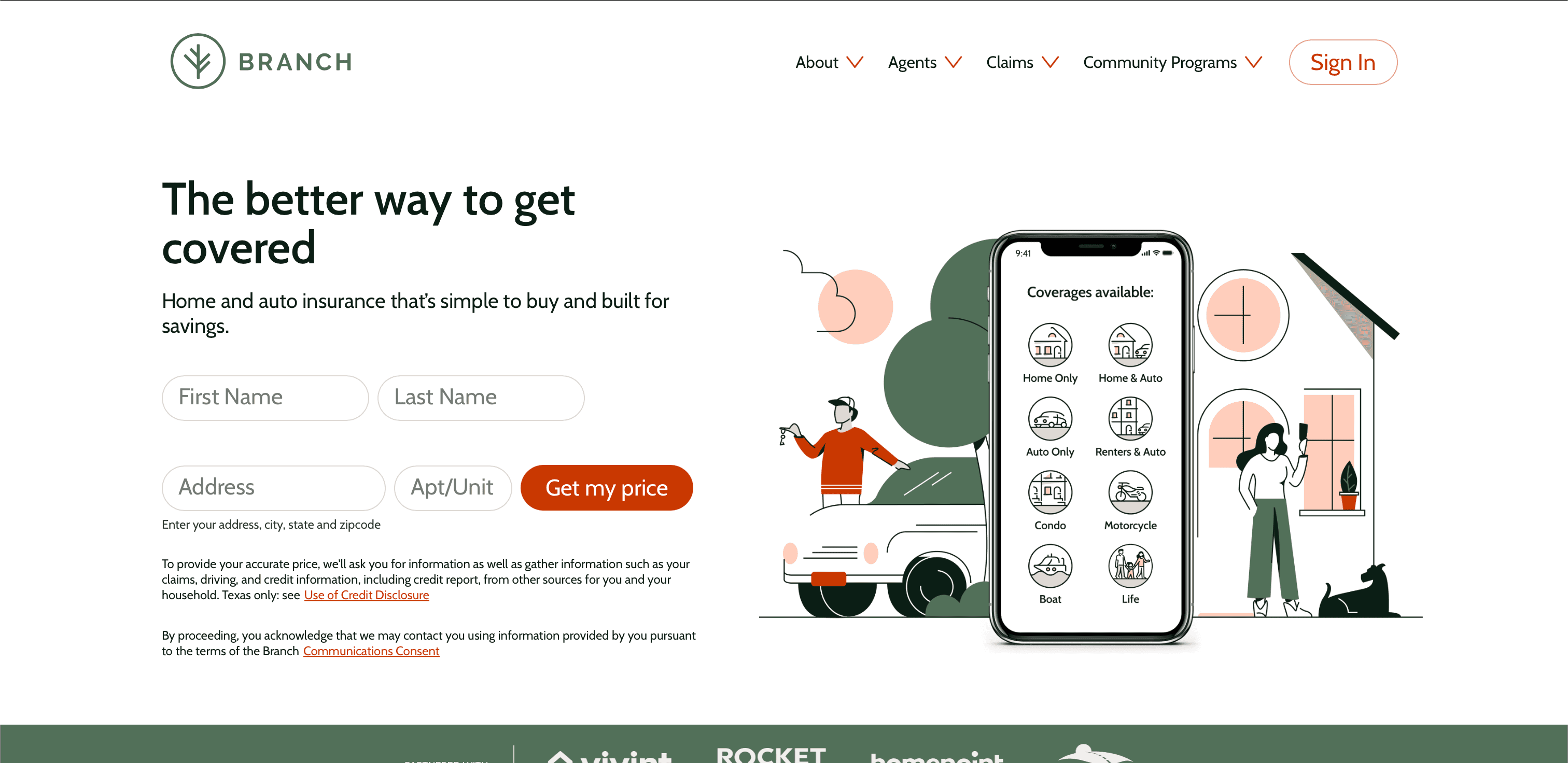 Branch website screenshot