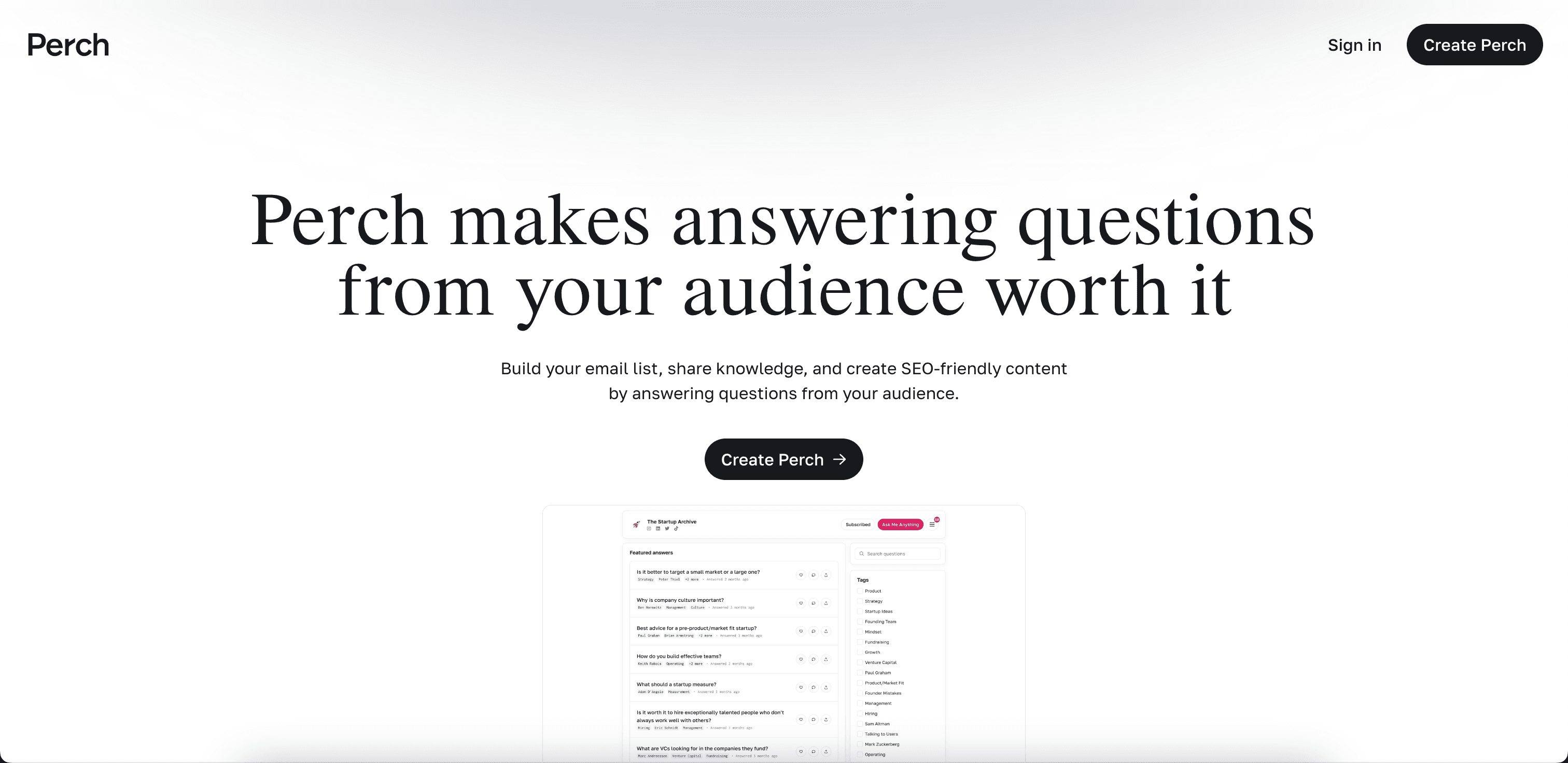 Perch website screenshot