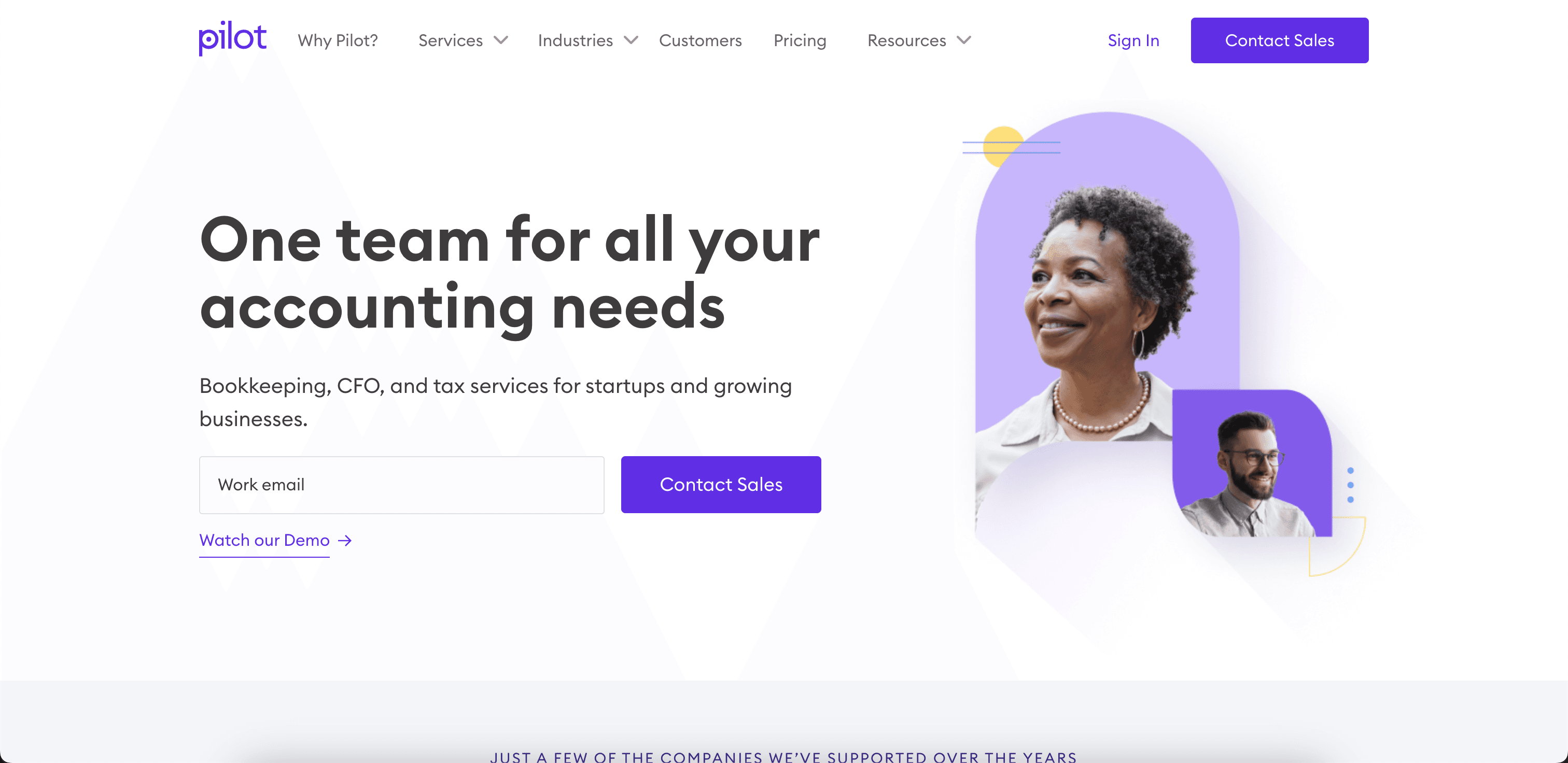 Pilot website screenshot