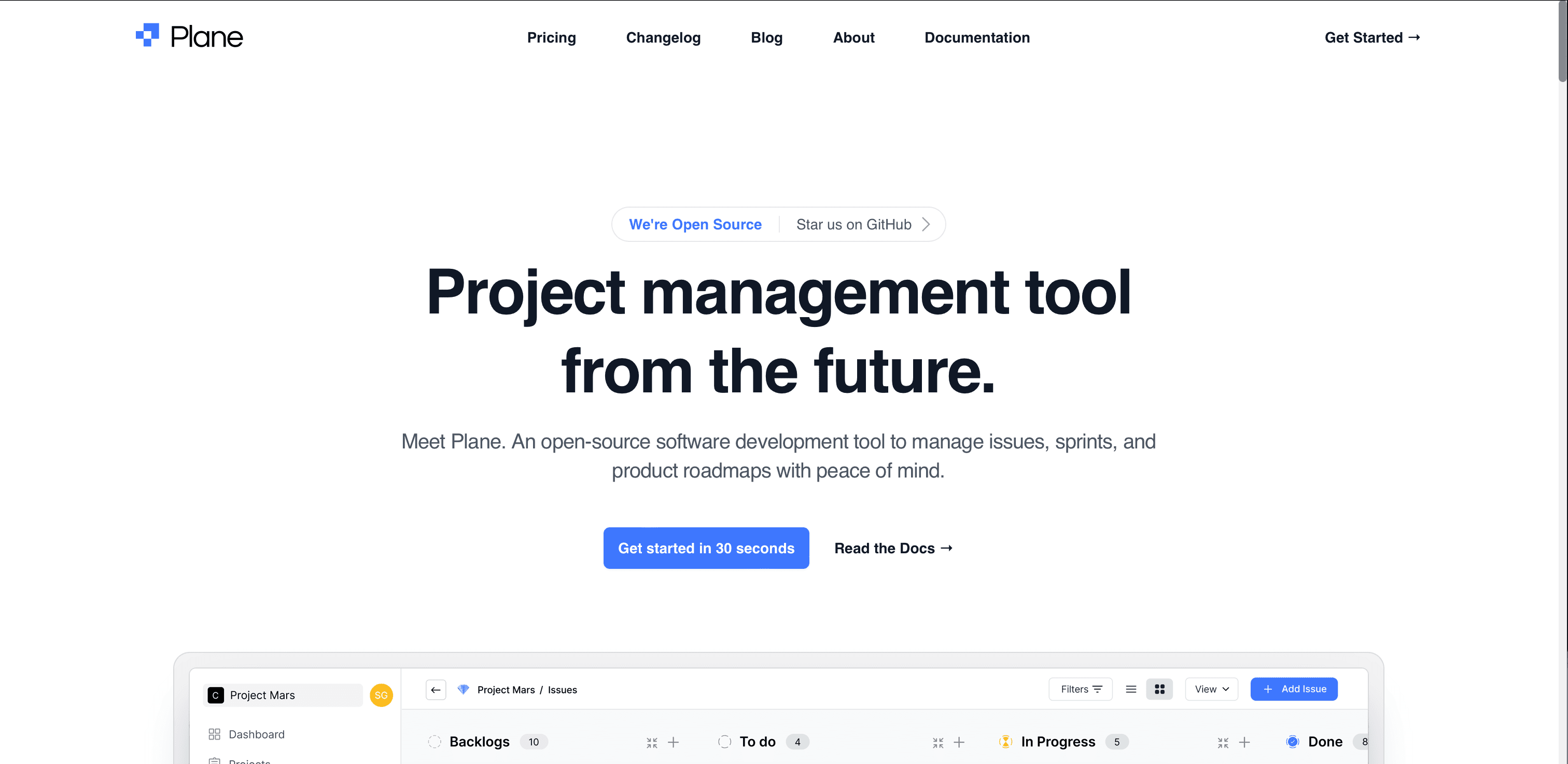 Plane website screenshot
