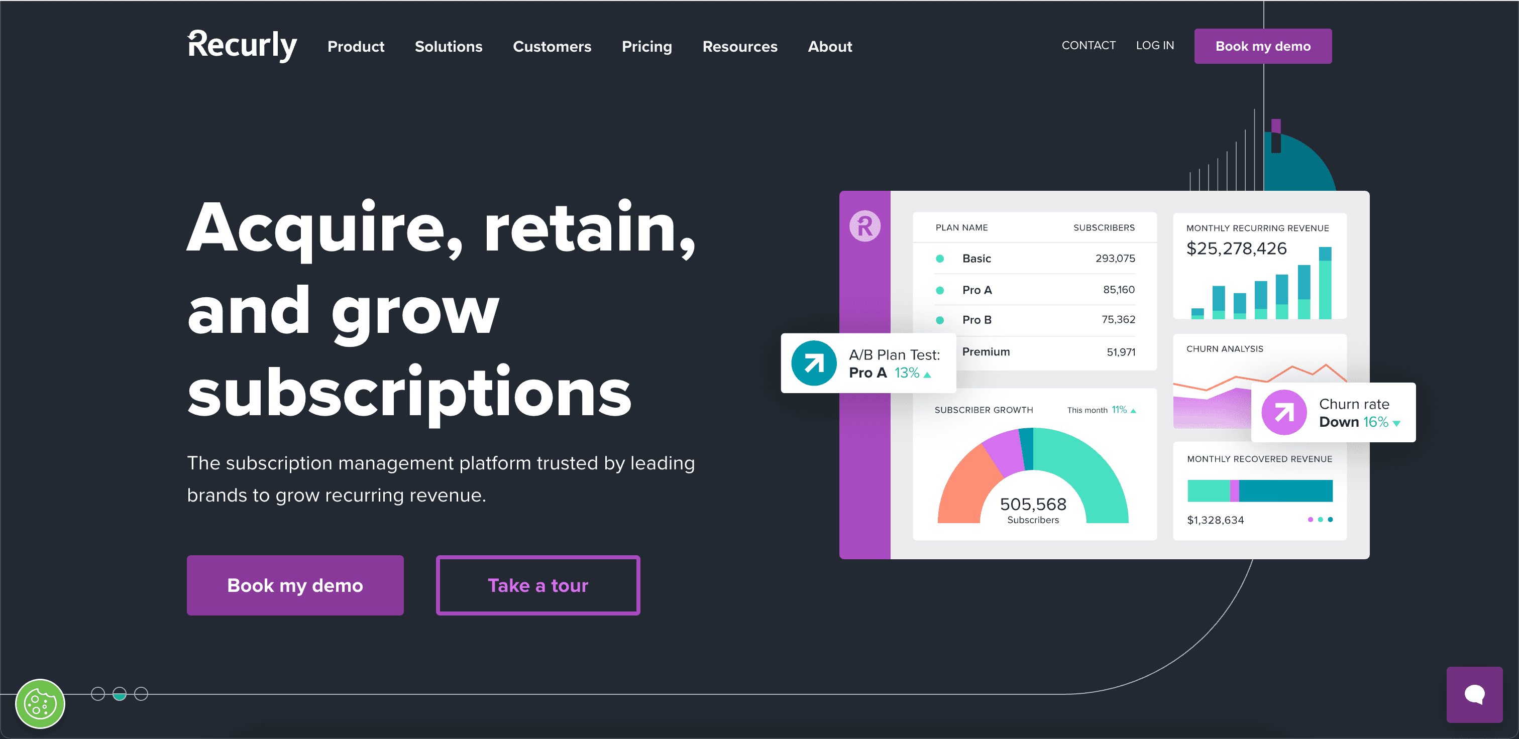 Recurly website screenshot