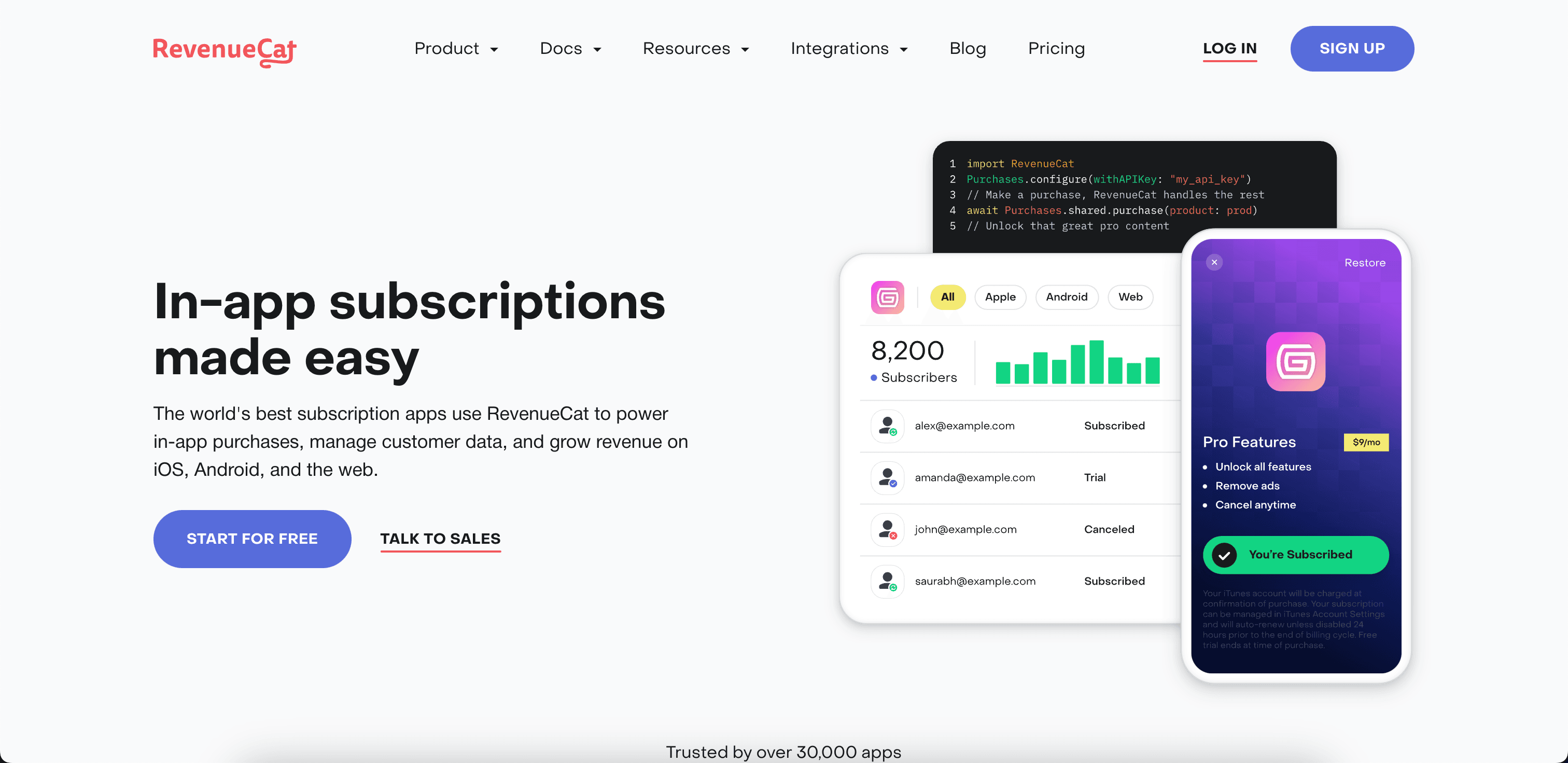 RevenueCat website screenshot