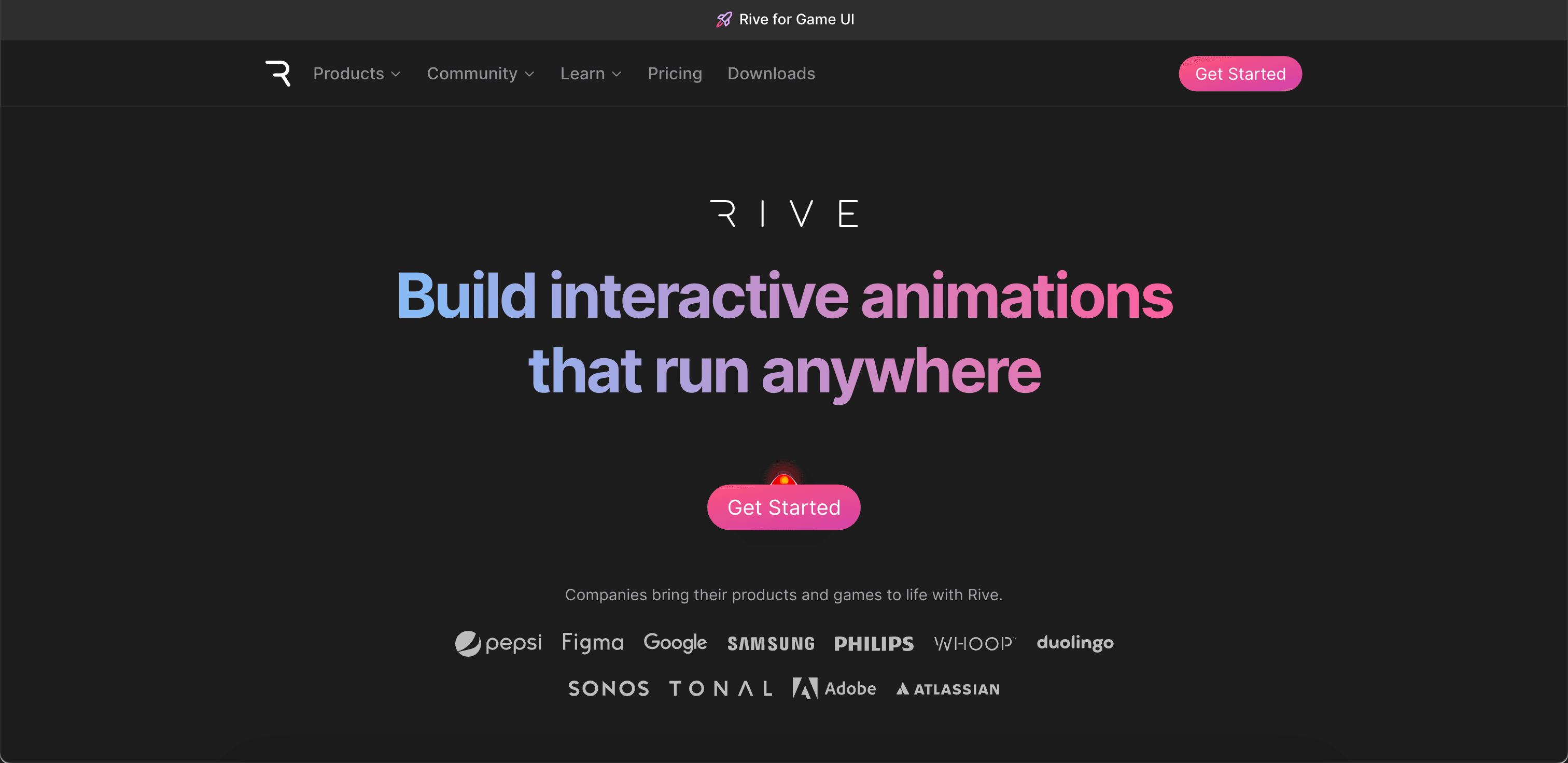 Rive website screenshot
