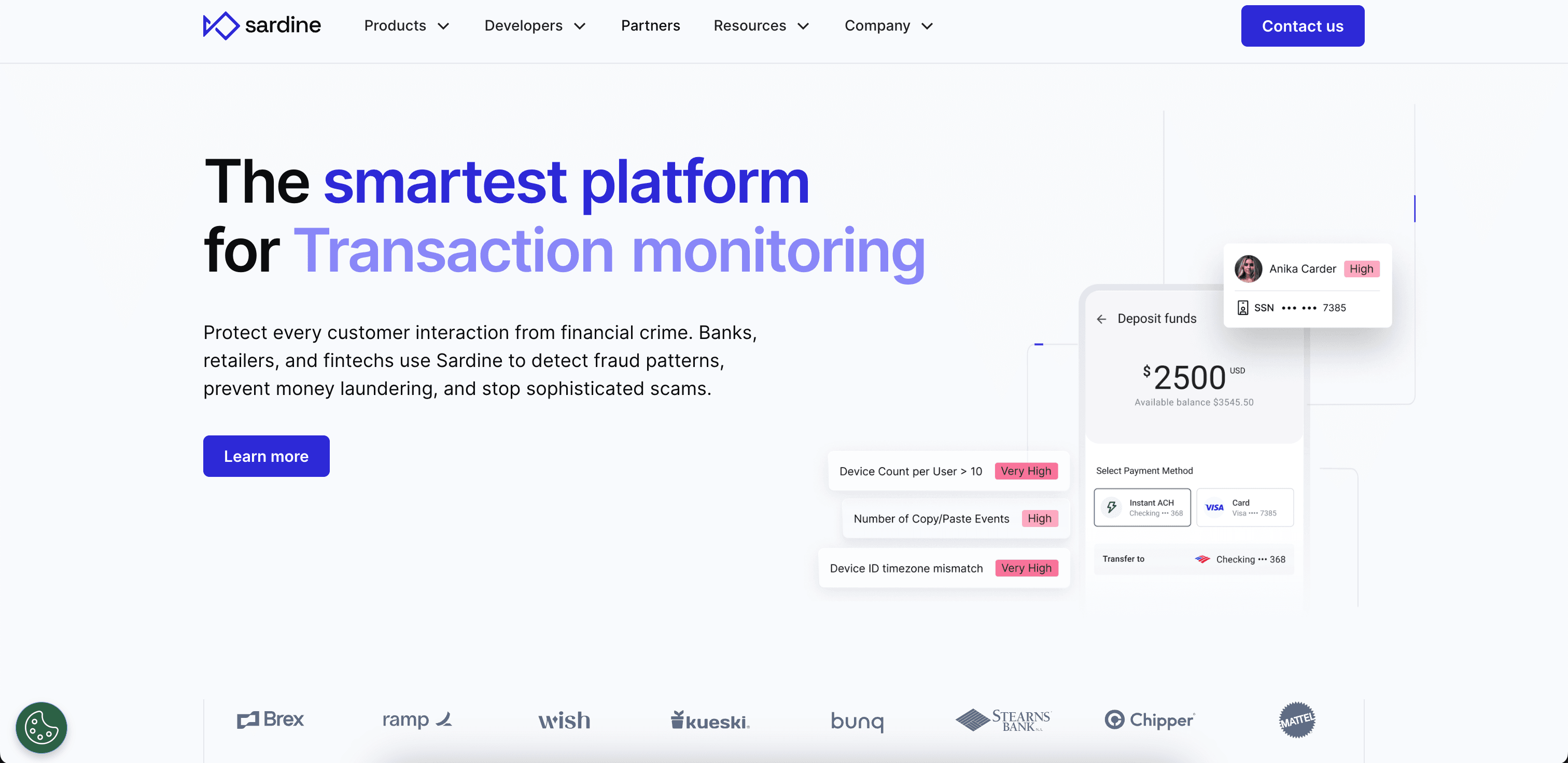 Sardine website screenshot