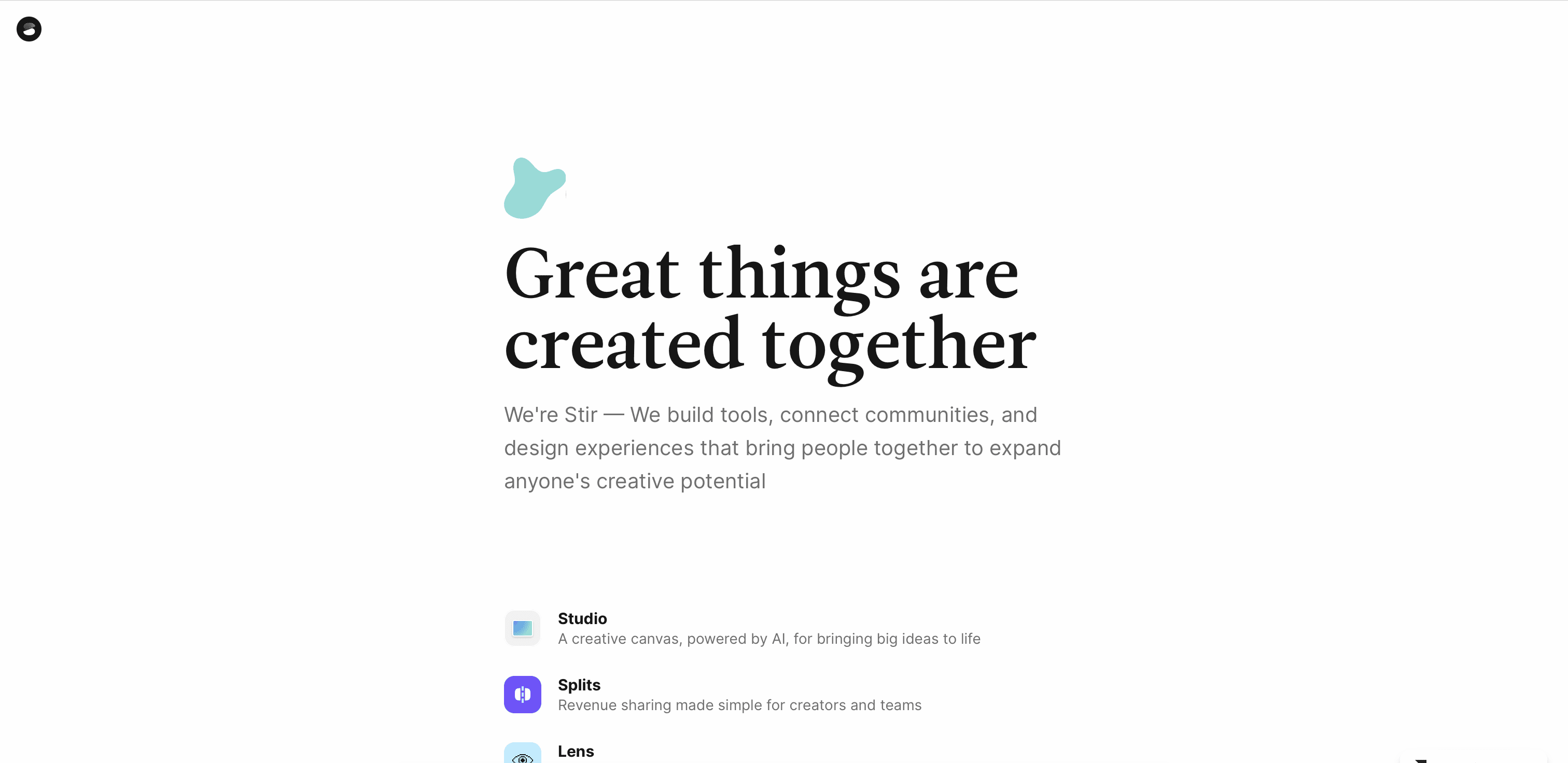 Stir website screenshot