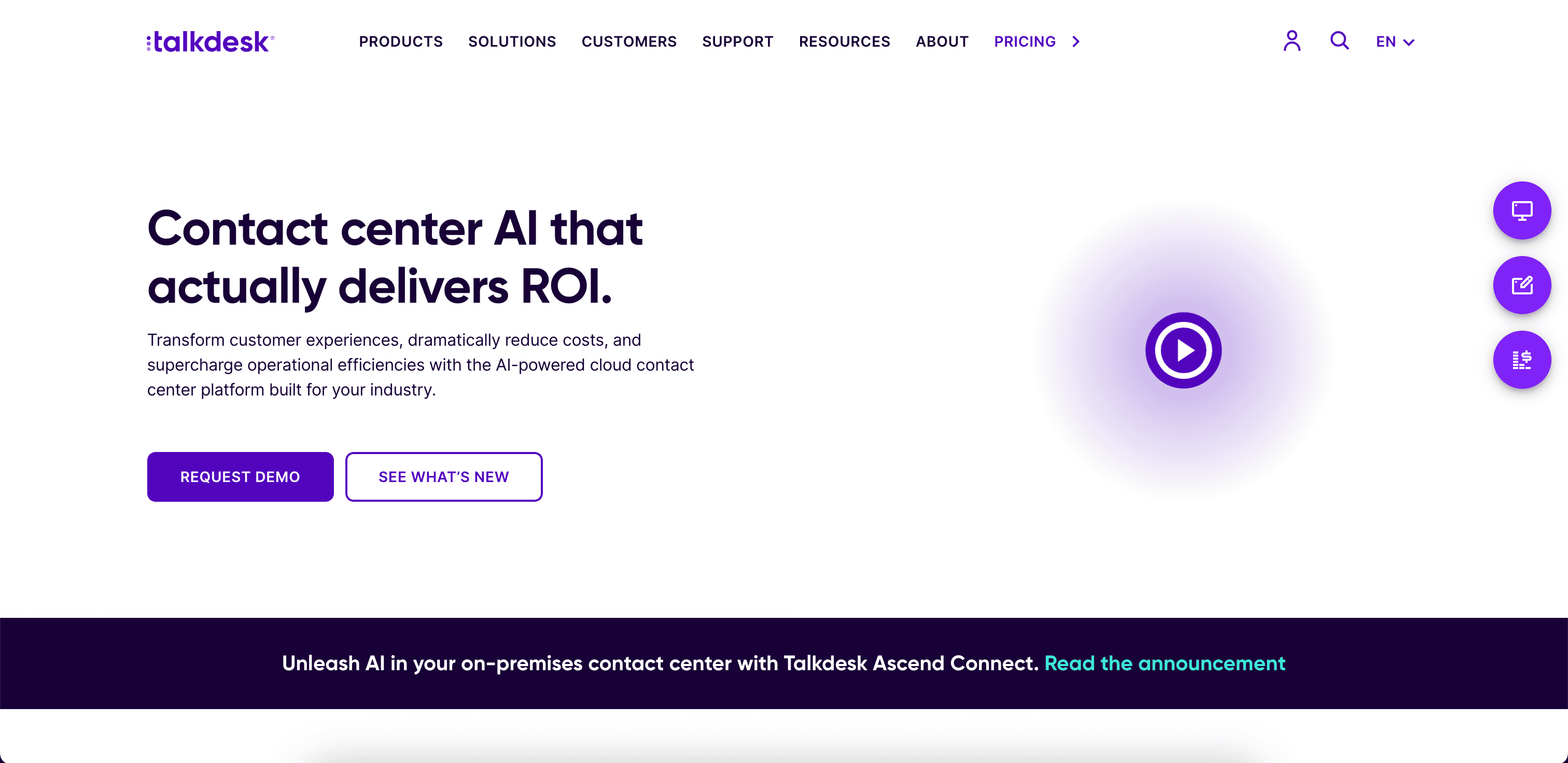 Talkdesk website screenshot