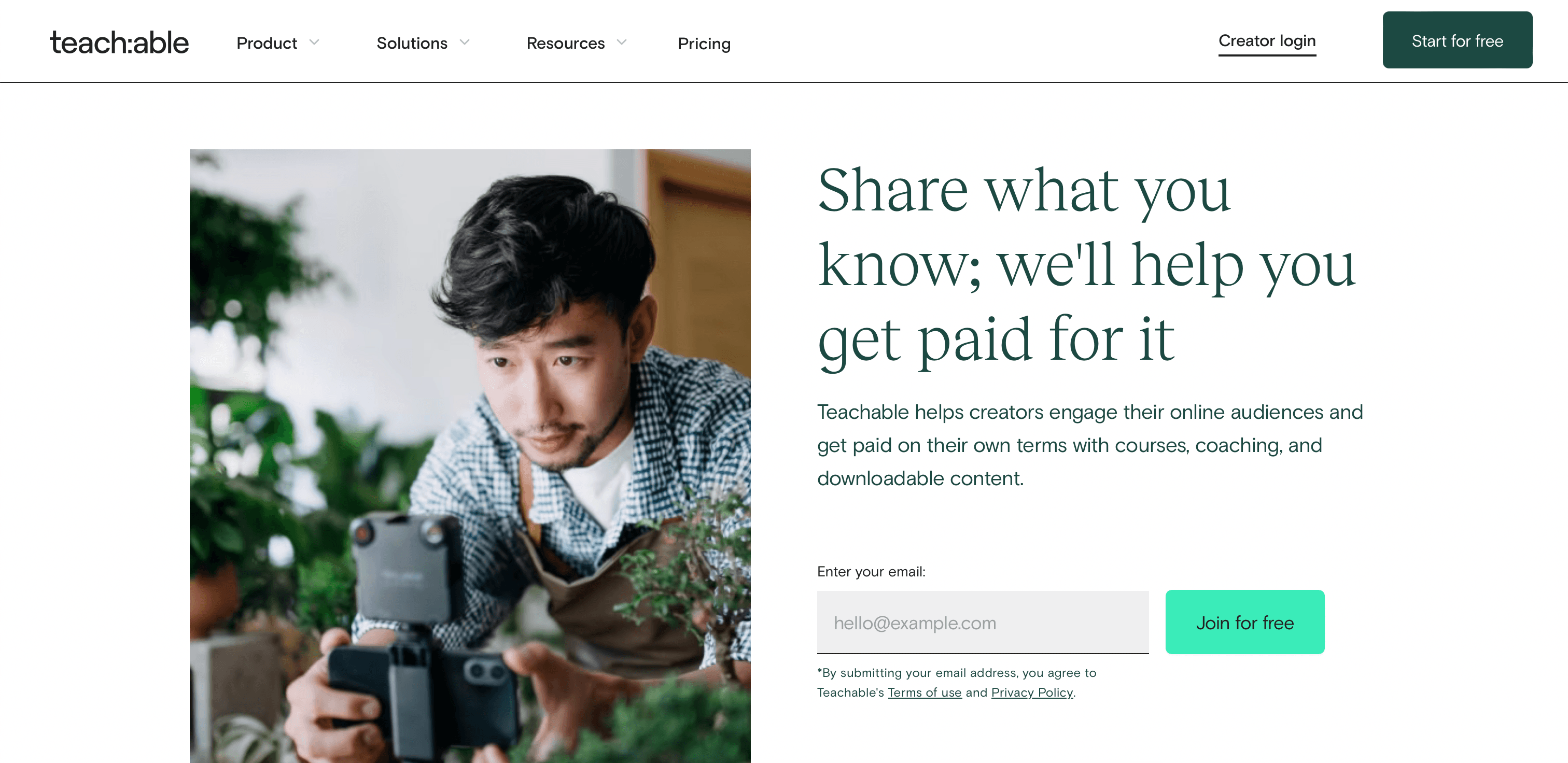 Teachable website screenshot