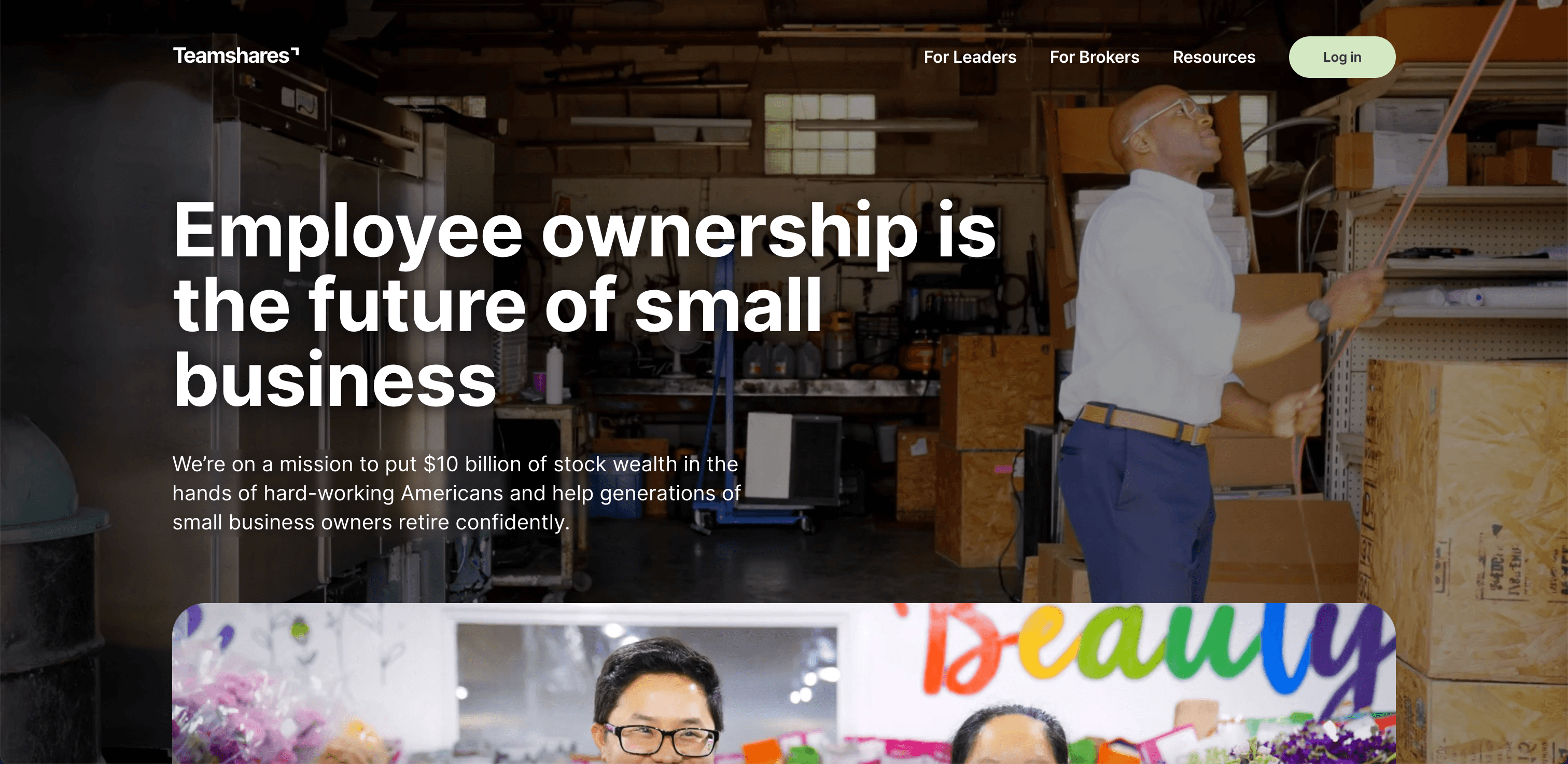 Teamshares website screenshot