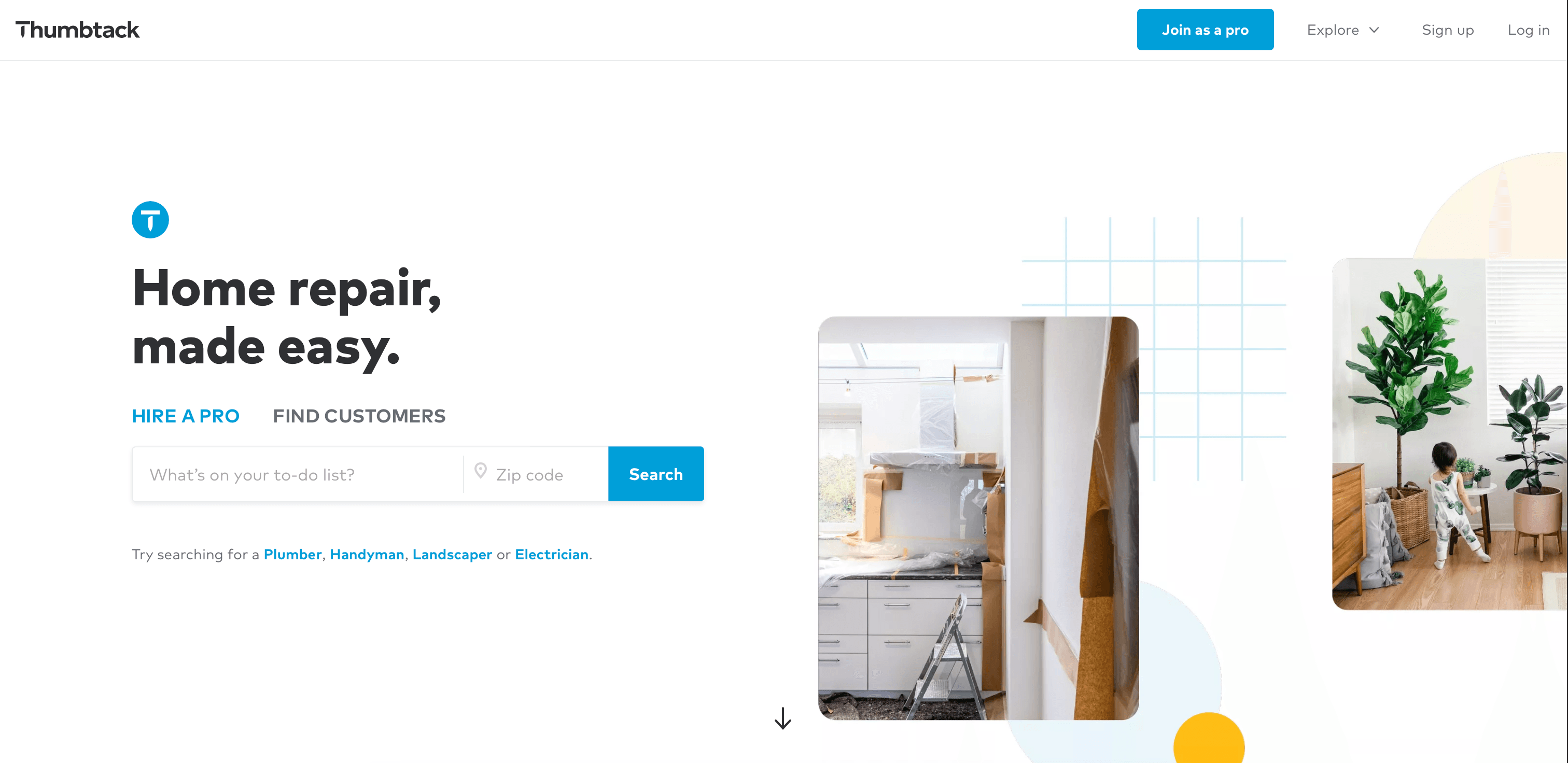 Thumbtack website screenshot
