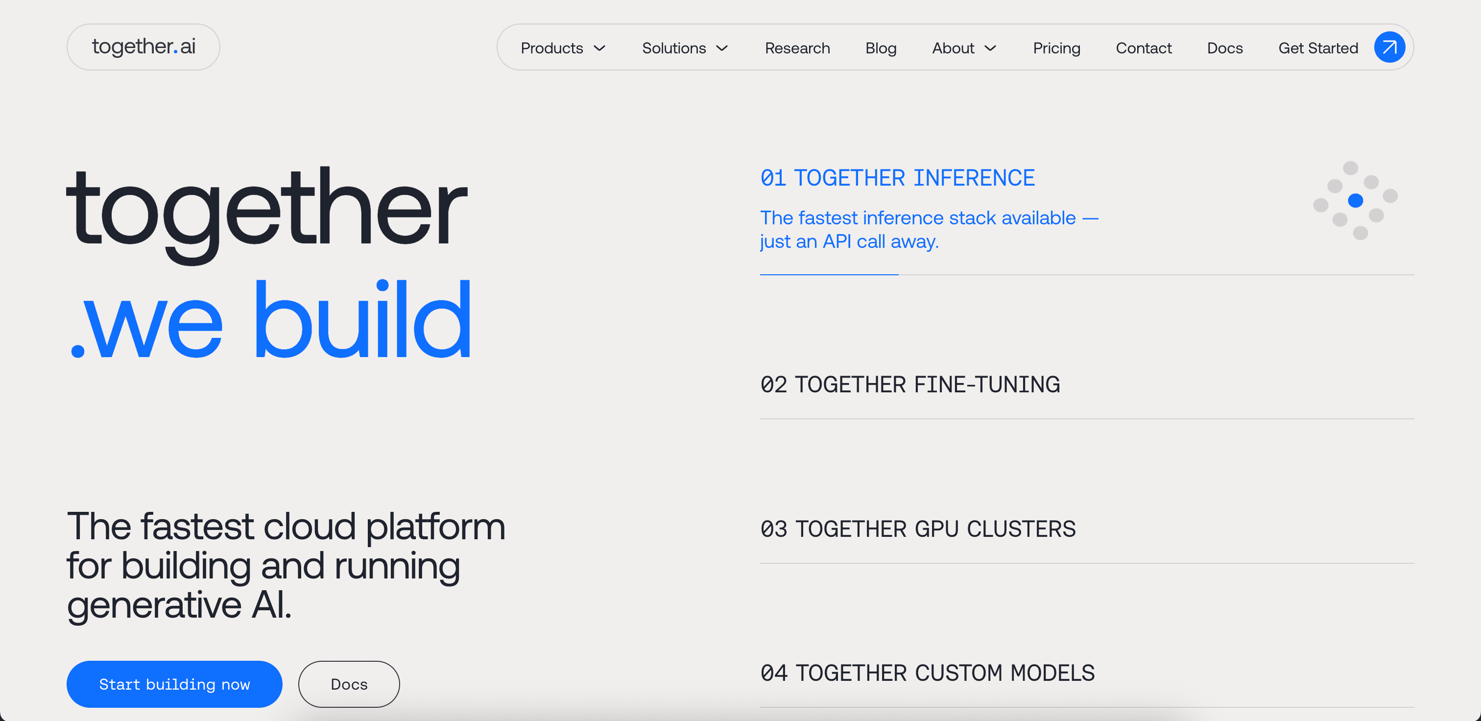 Together AI website screenshot