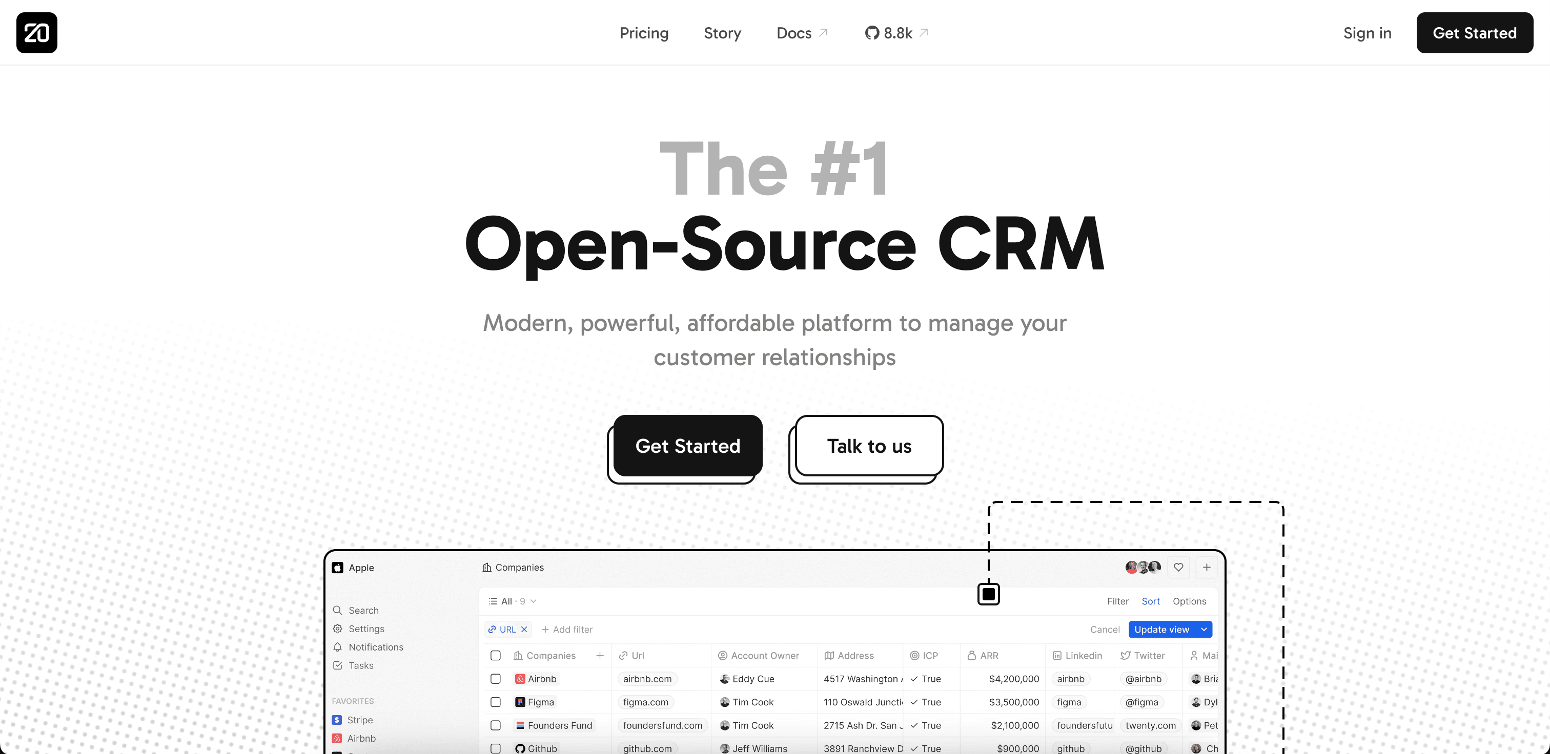 Twenty website screenshot
