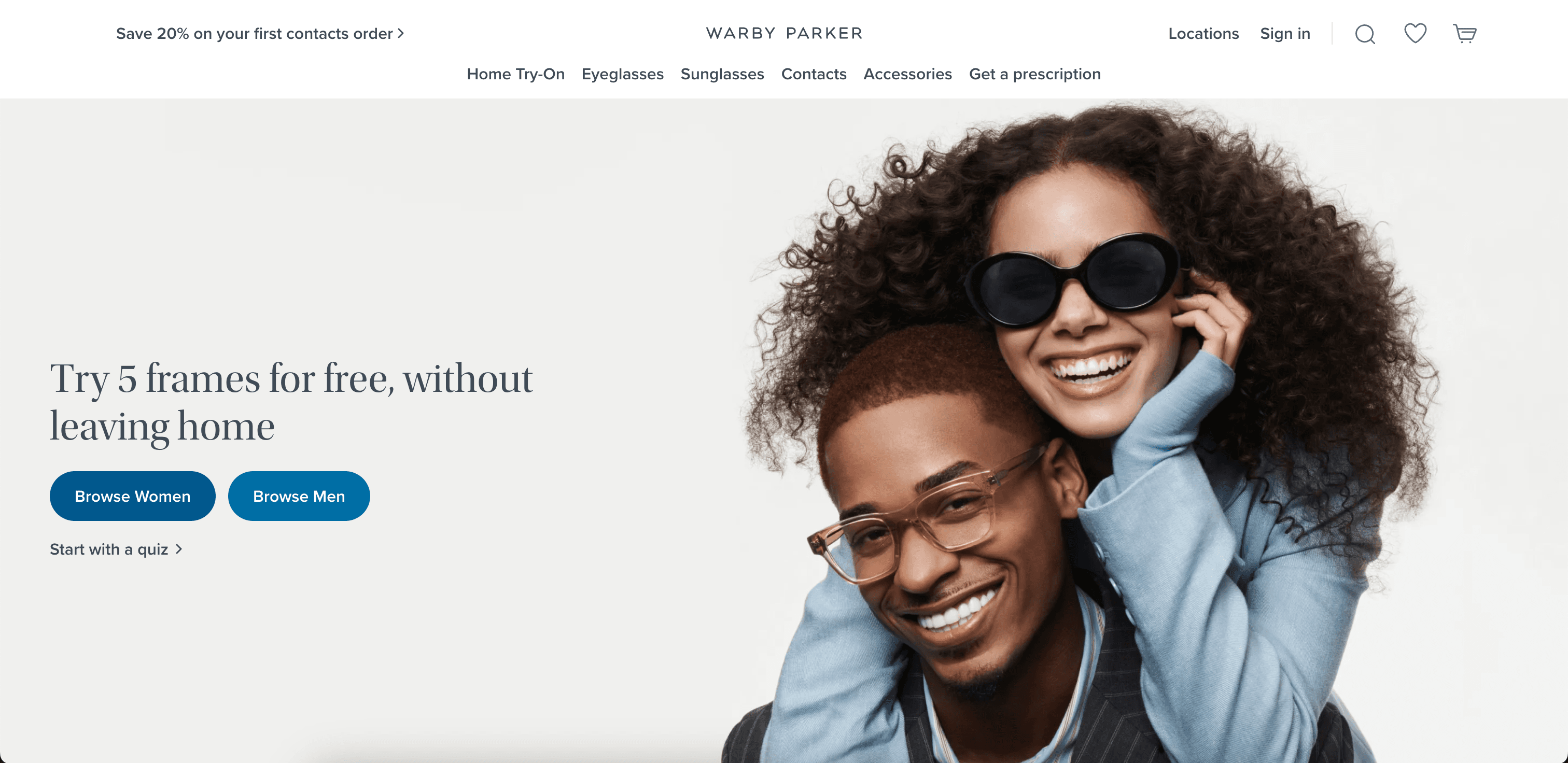 Warby Parker website screenshot