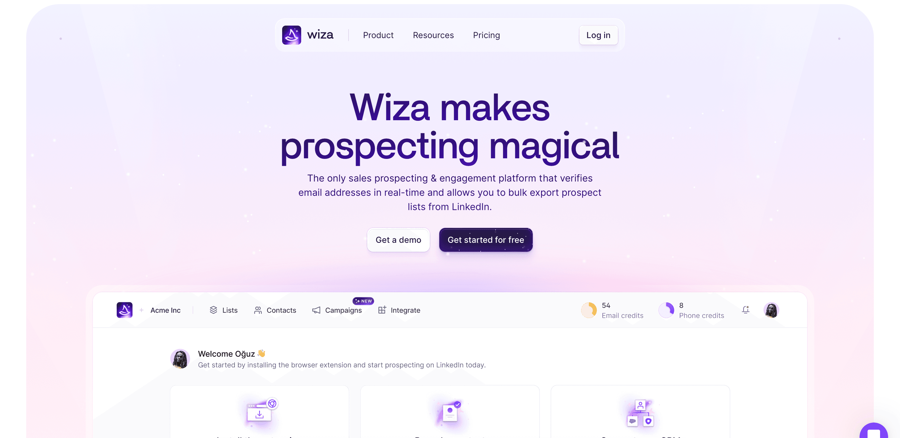 Wiza website screenshot
