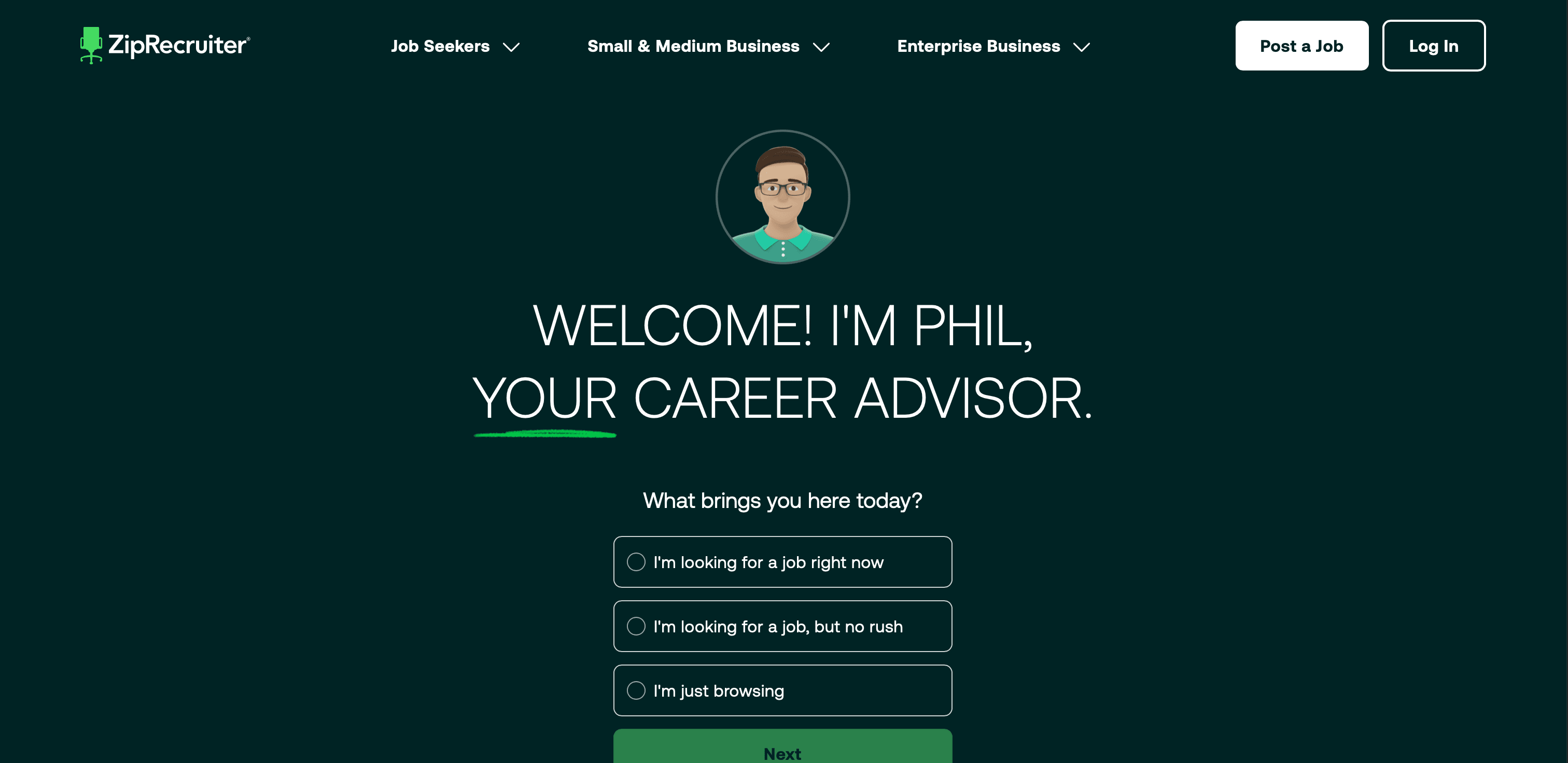 ZipRecruiter website screenshot